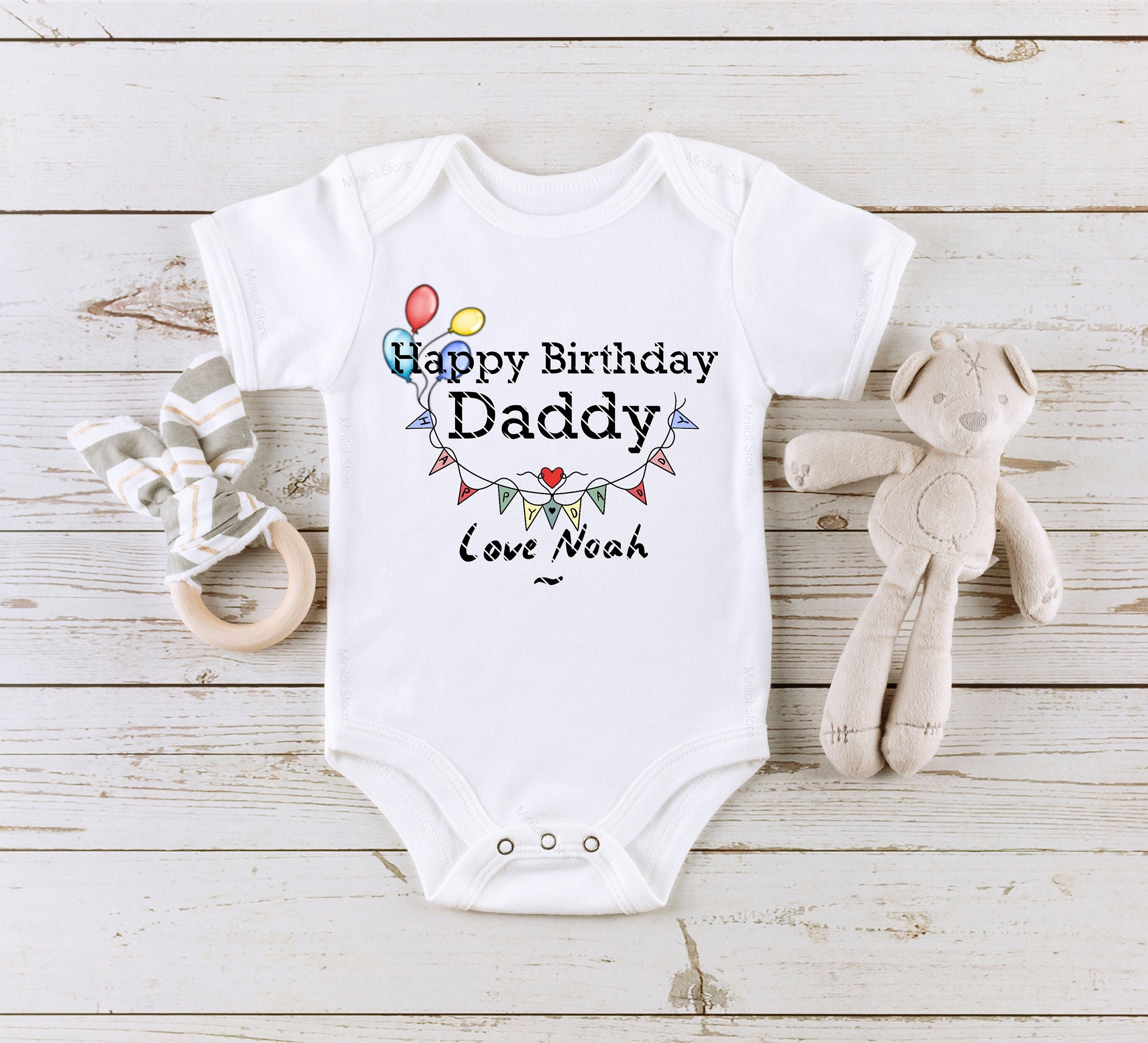 Personalized Happy Birthday Daddy Bodysuit, Personalized Baby Gift, Add Your Personalization, Personalized Baby Gift, Baby Bodysuit Gift