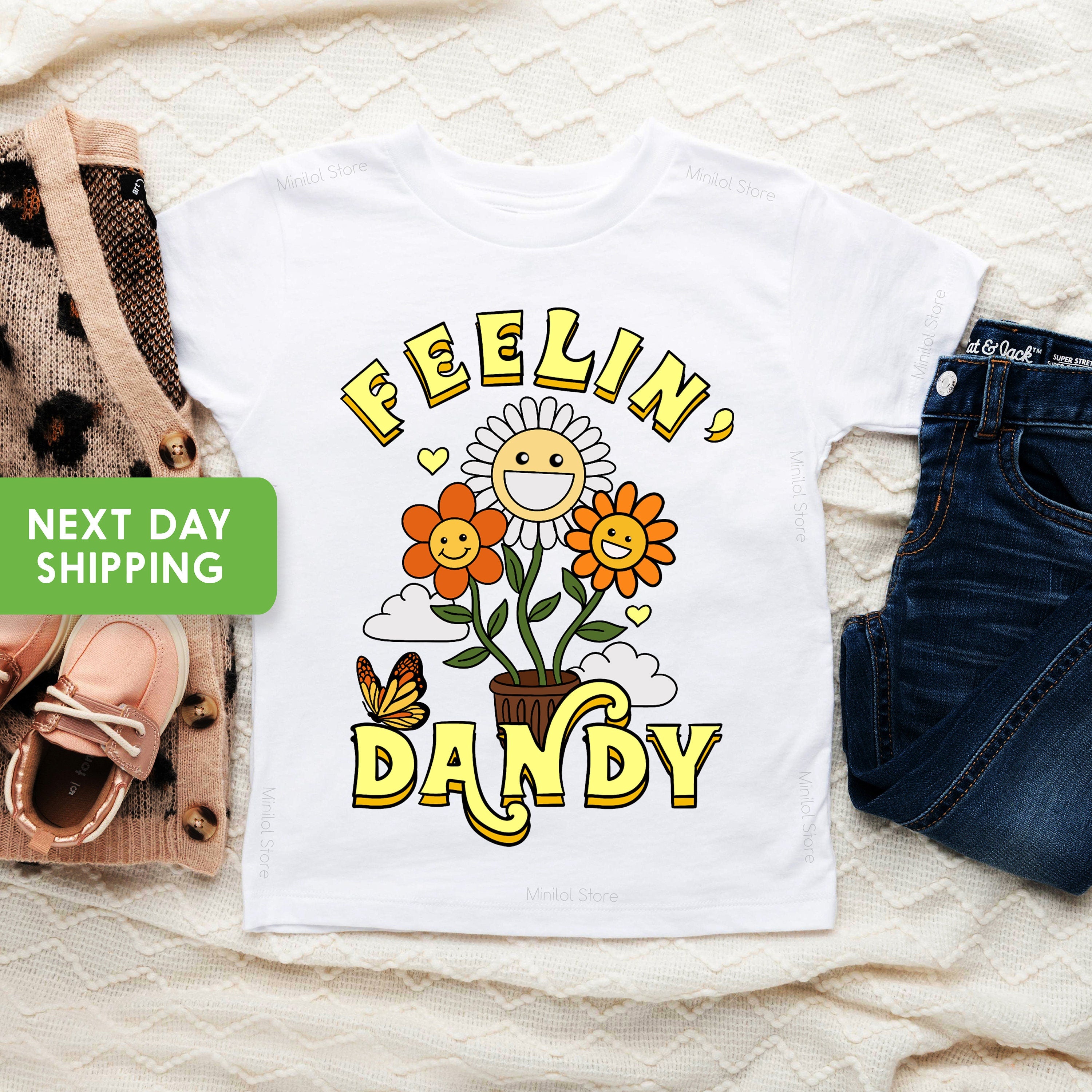 Girls Retro Feelin Dandy Shirt, Cute Kids Shirt, Retro Boho Toddler Shirt, Daisy Toddler Shirt, Floral Kids Clothing