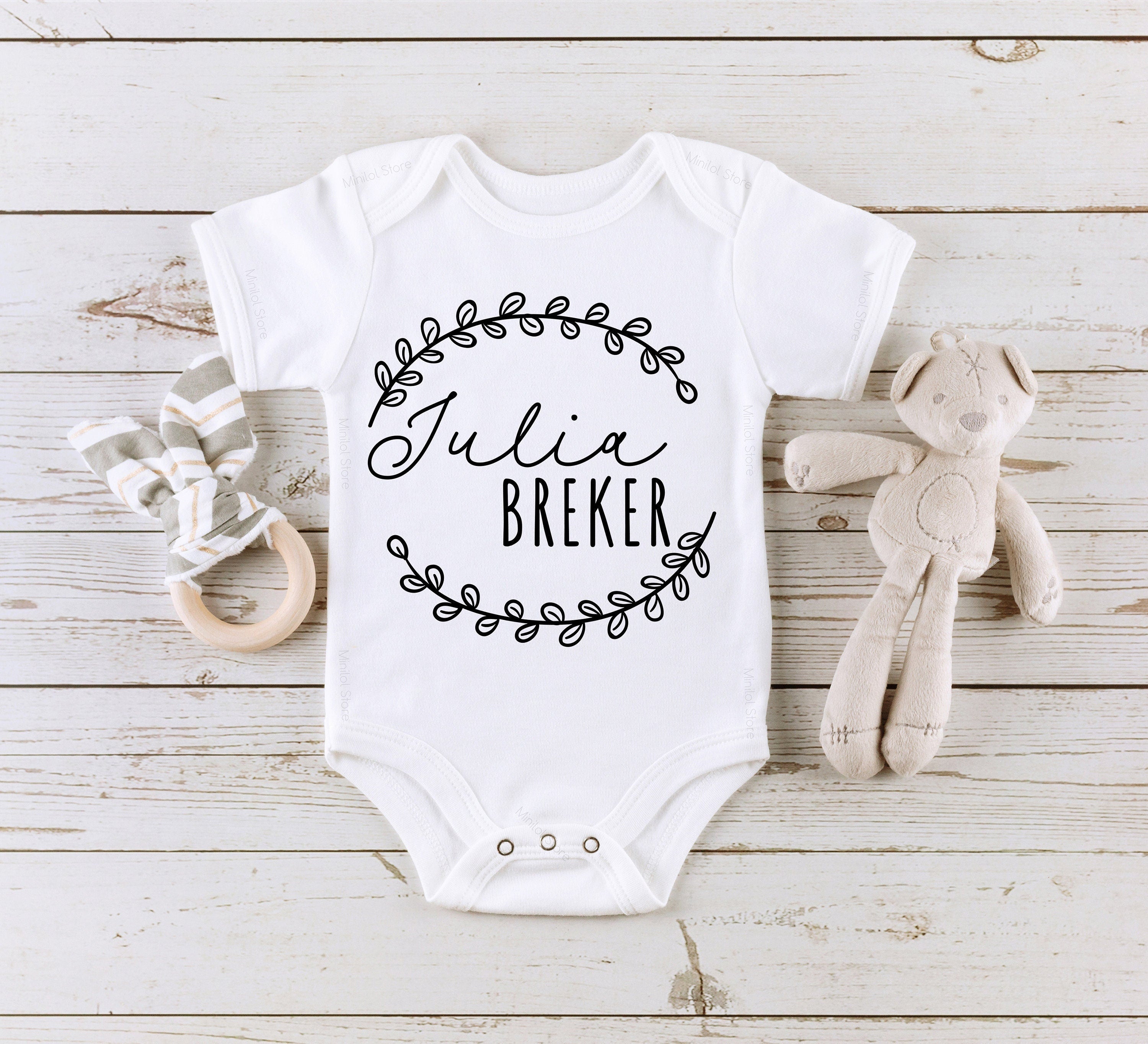 Custom Name Baby Girl Onesie®, Personalized Name Surname Toddler Girl Shirt, Baby Girl Pregnancy Announcement Onesie®