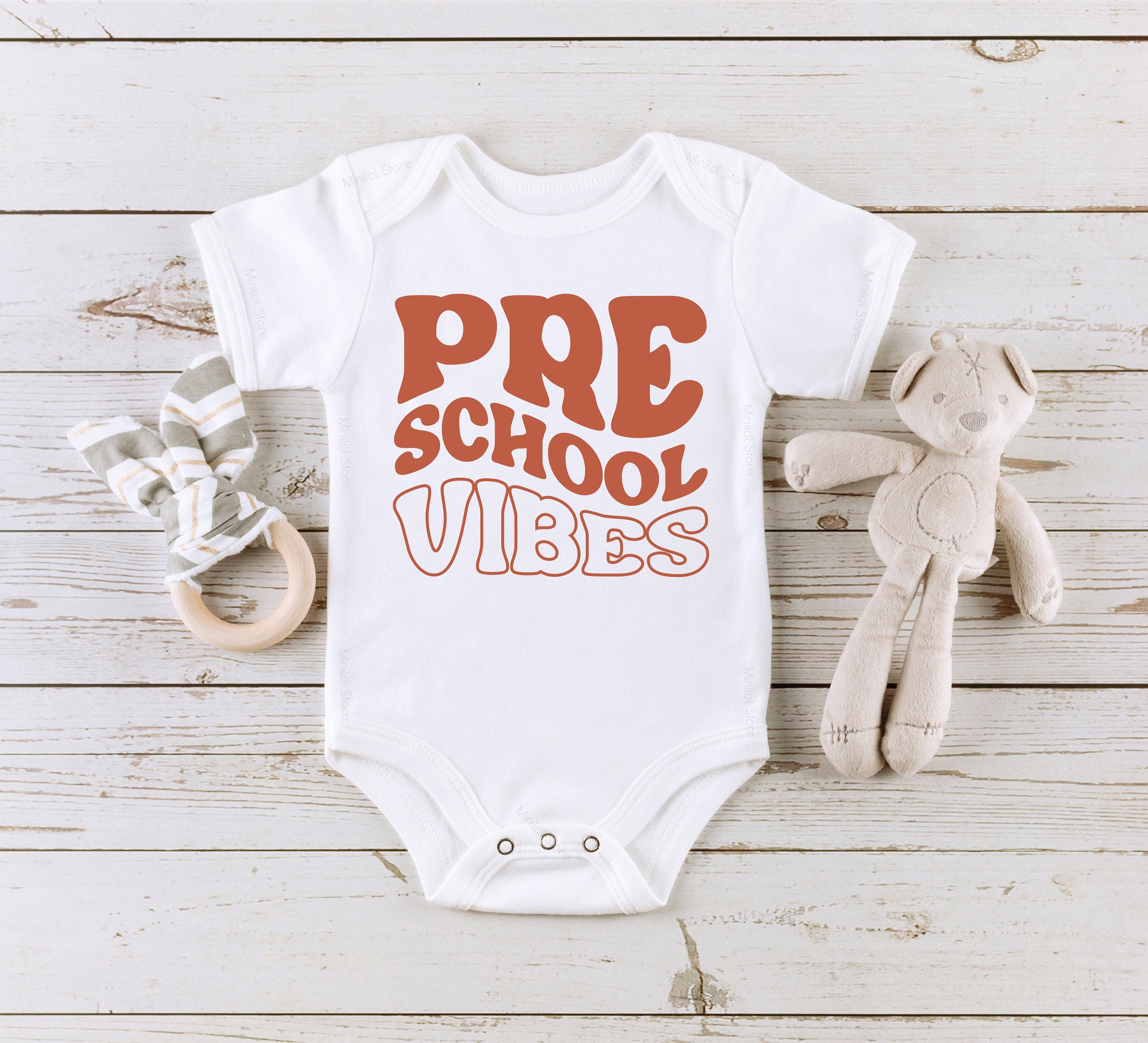 Preschool Vibes Kids Shirt, Back to School Shirt, First Day of School Retro Natural Infant, Toddler, Youth Tee