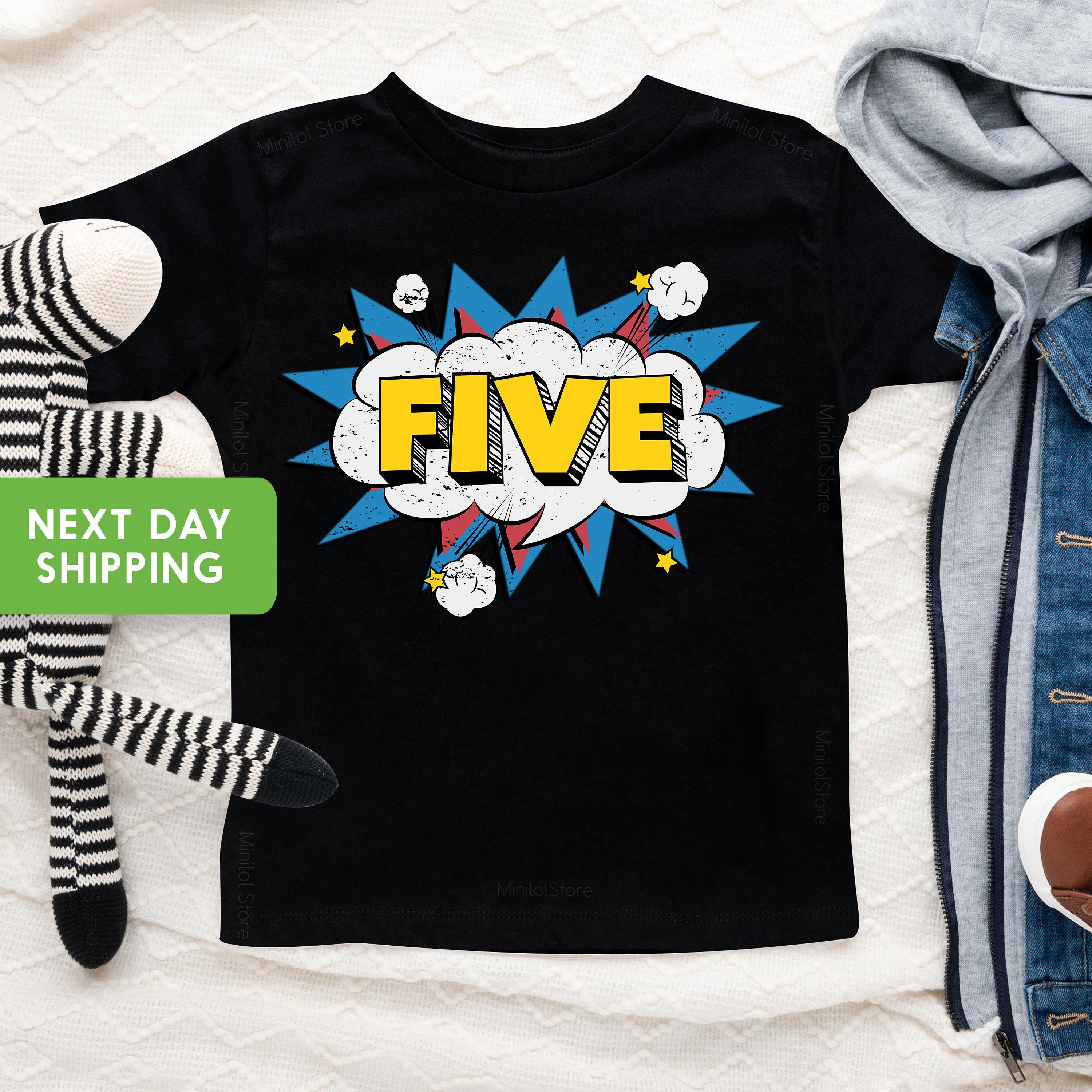 5th Birthday Toddler Shirt, Retro Five Kids Birthday Shirt, Fifth Birthday Boys Girls Kids Tee