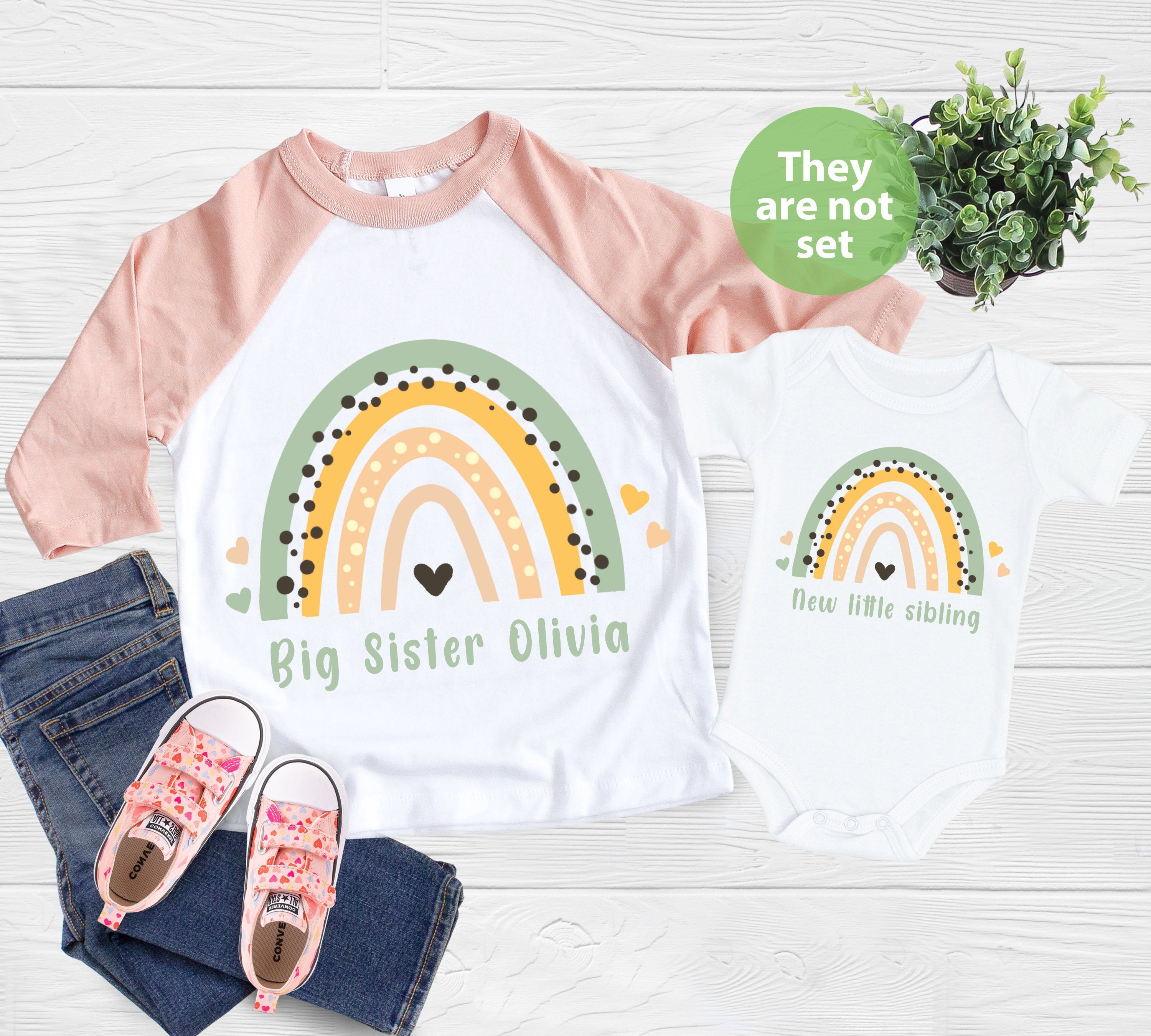 Unisex Matching Sibling Rainbow Shirts, Matching Brothers Shirts, Matching Sisters Shirts, Baby Sister or Baby Brother Announcement