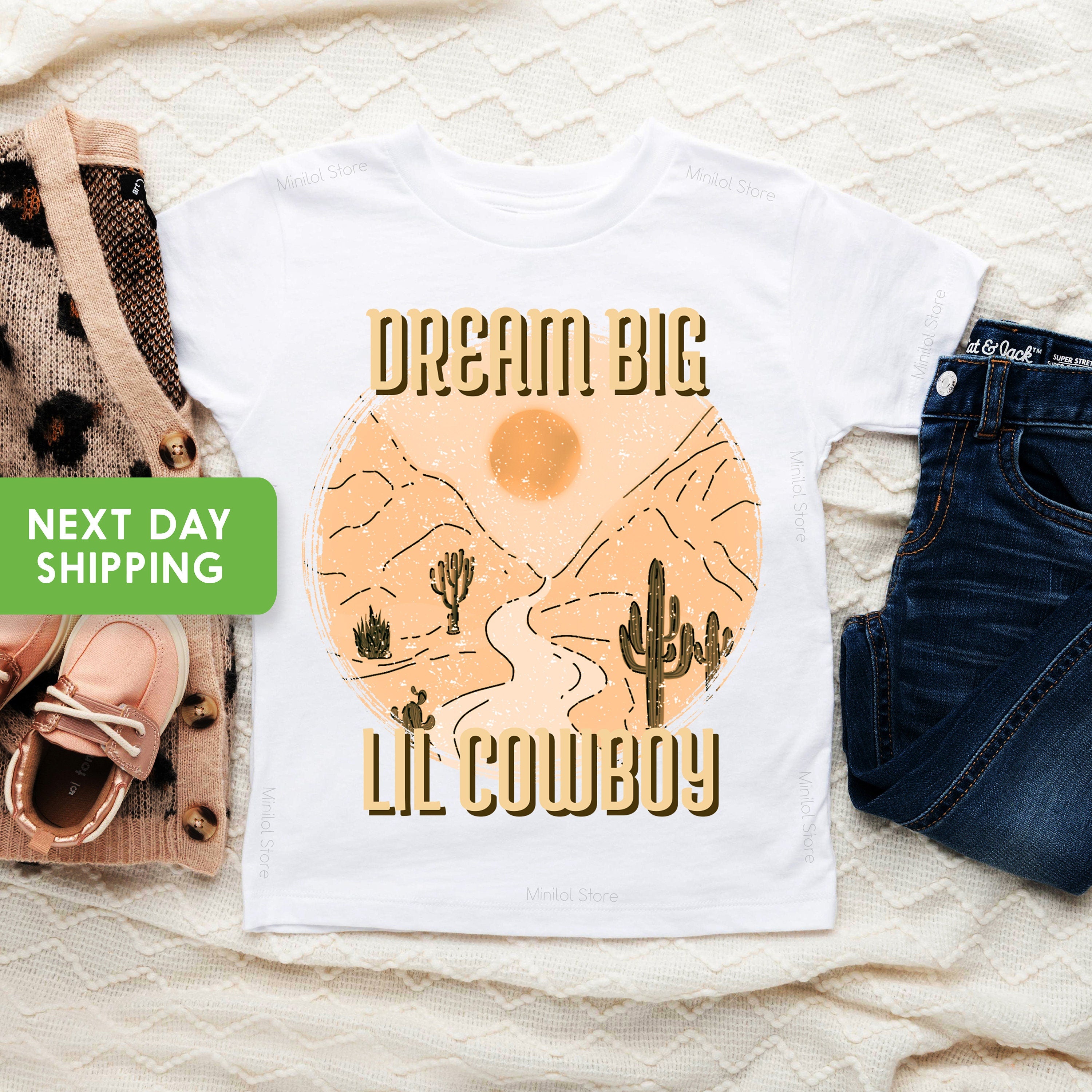 Dream Big Little Cowboy Onesie®, Cute Western Bodysuit, Vintage Baby Onesie®