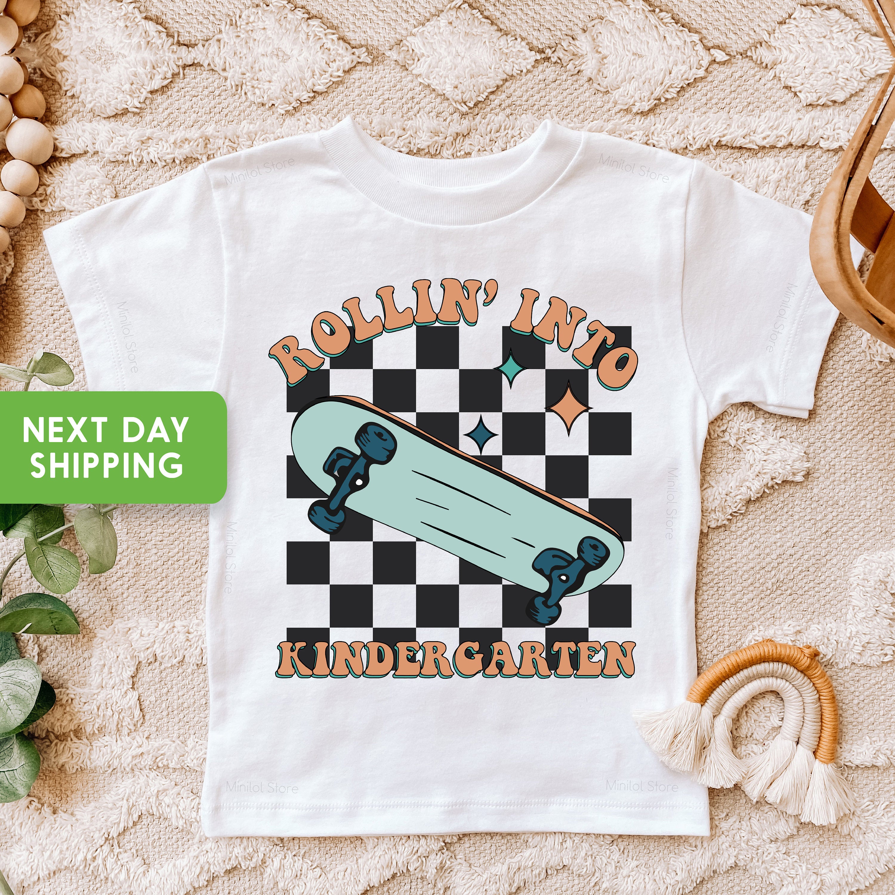 Rollin Into Kindergarten Shirt, 1st Day Of School Toddler Tee, Skateboard Back To School Kids Shirt, Kindergarten Shirt For Girl or Boy