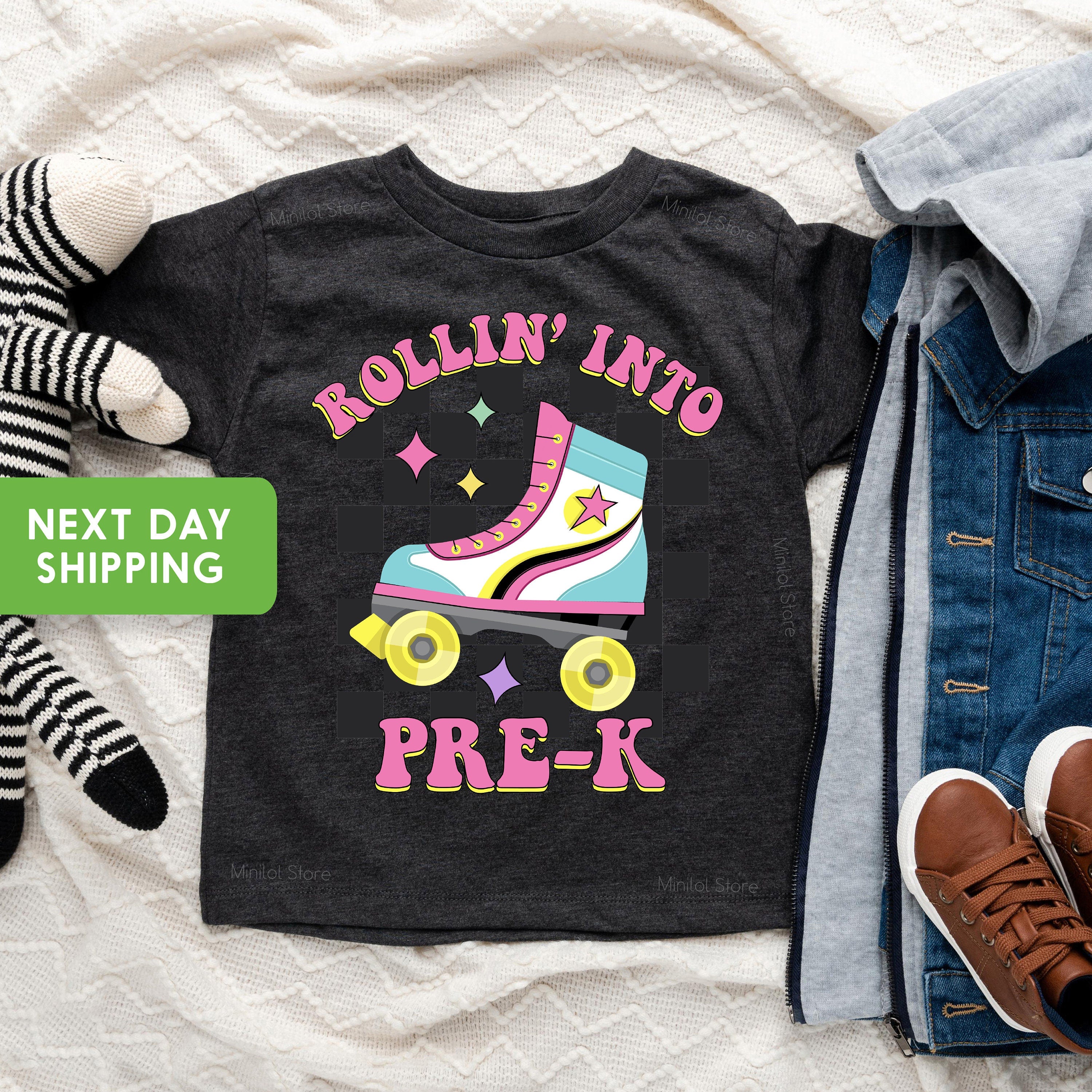 Rollin Into Pre-K Kids Shirt, Pre-K Skating Toddler Tee, Roller Skate School Kids Shirt, Kids Back To School, Kindergarten Shirt For Girls