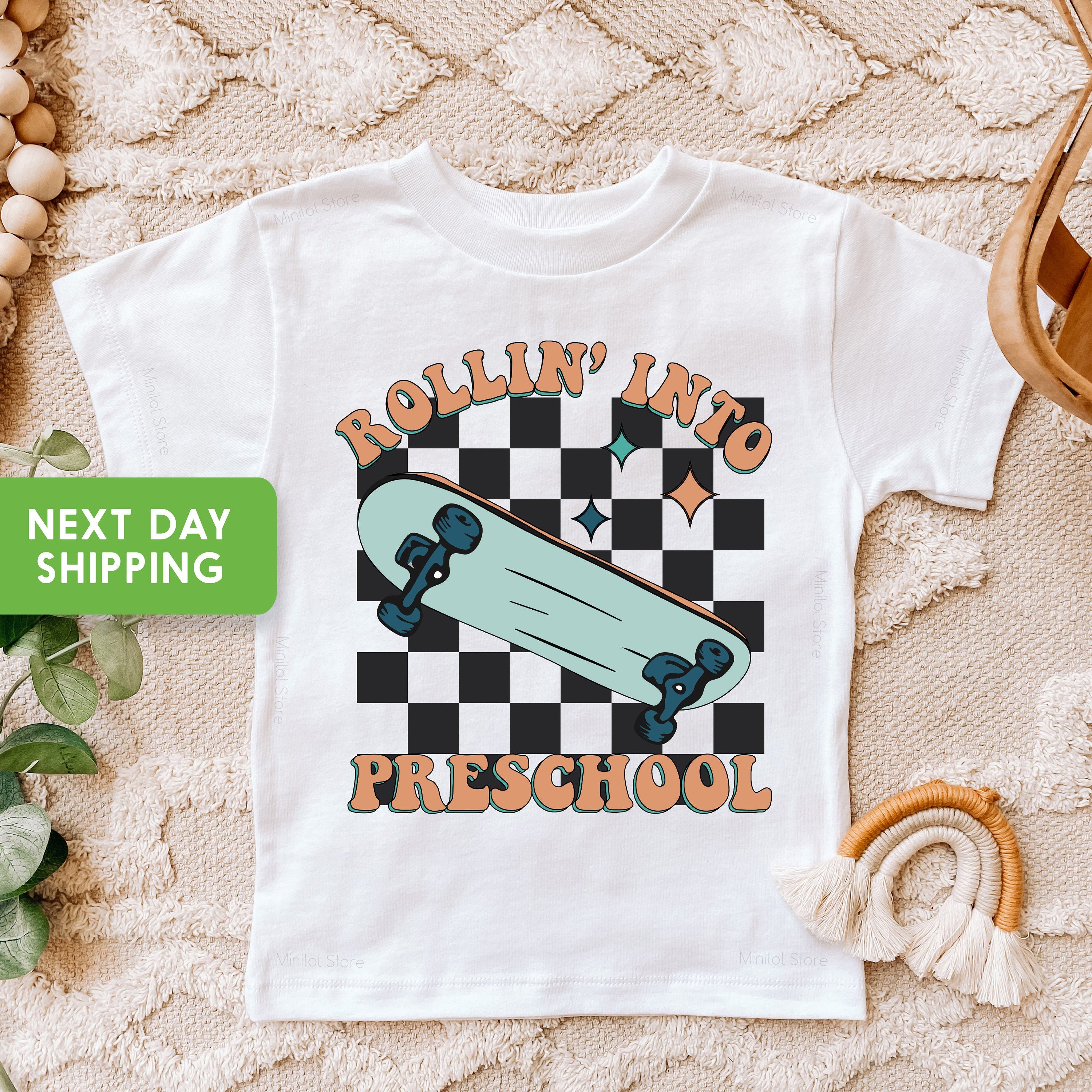 Rollin Into Preschool Shirt, 1st Day Of School Toddler Tee, Skateboard Back To School Kids Shirt, Preschool Outfit, Back to School Gifts