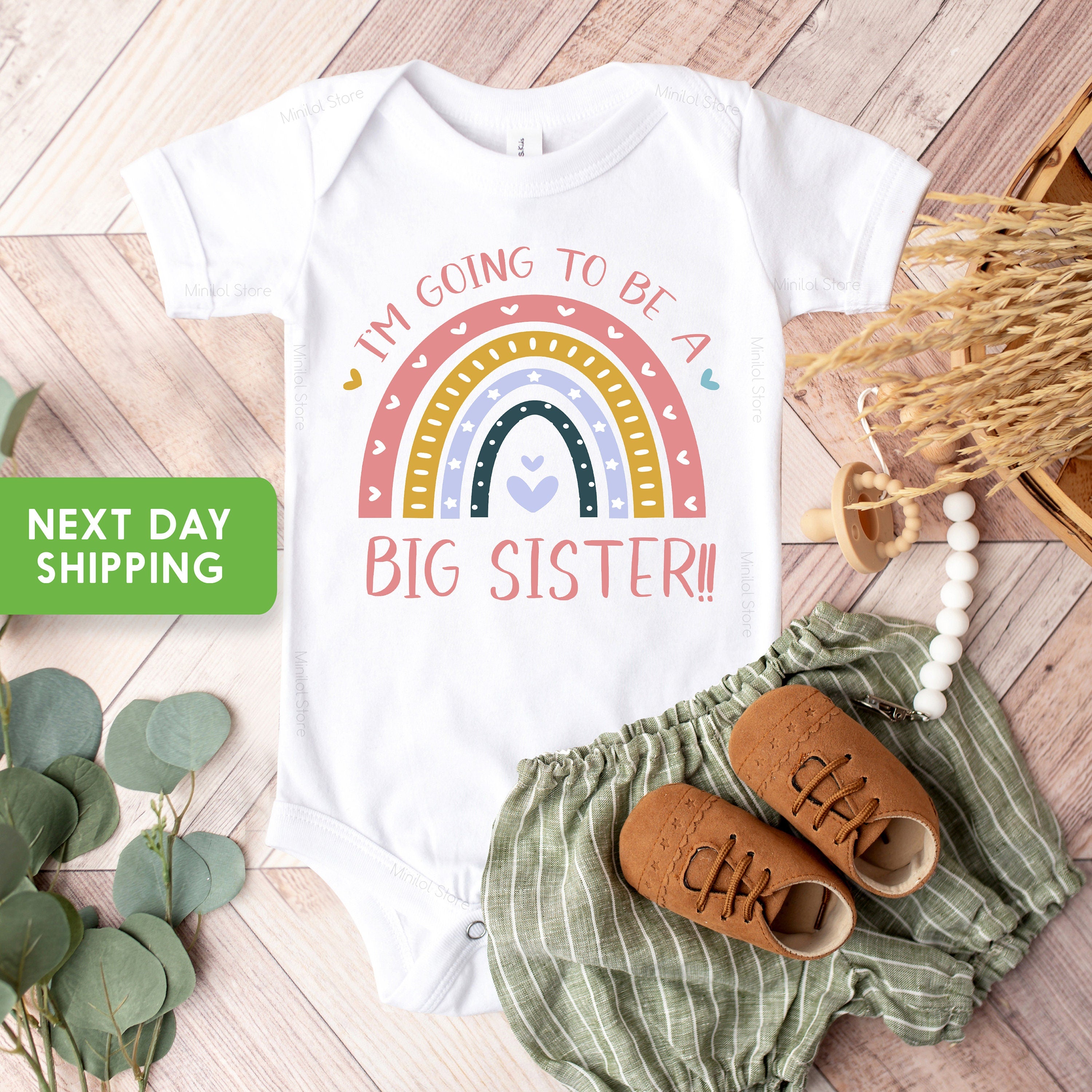 I'm Going To Be a Big Sister T-Shirt for Baby, Toddler or Youth, Rainbow Big Sister Baby Announcement Idea, Big Sister Shirt, Big Sis Shirt