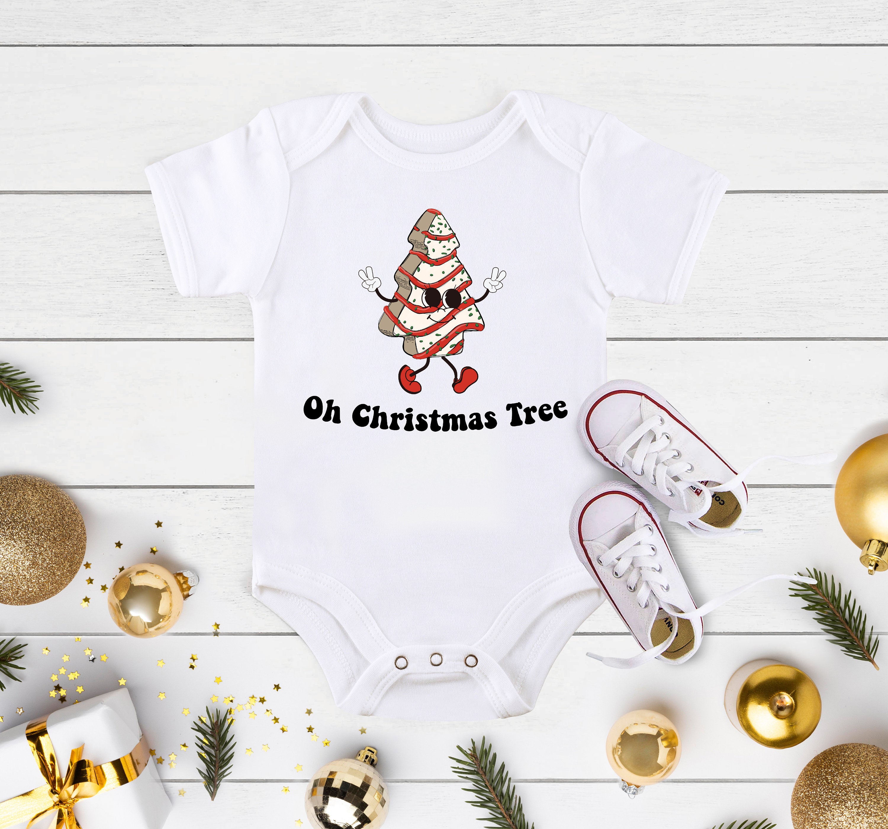 Retro Christmas Onesie®, Oh, Christmas Tree Bodysuit, Little Debbie Onesie®, Christmas Shirt for Kids, Holiday Baby Onesie®, Cute Christmas