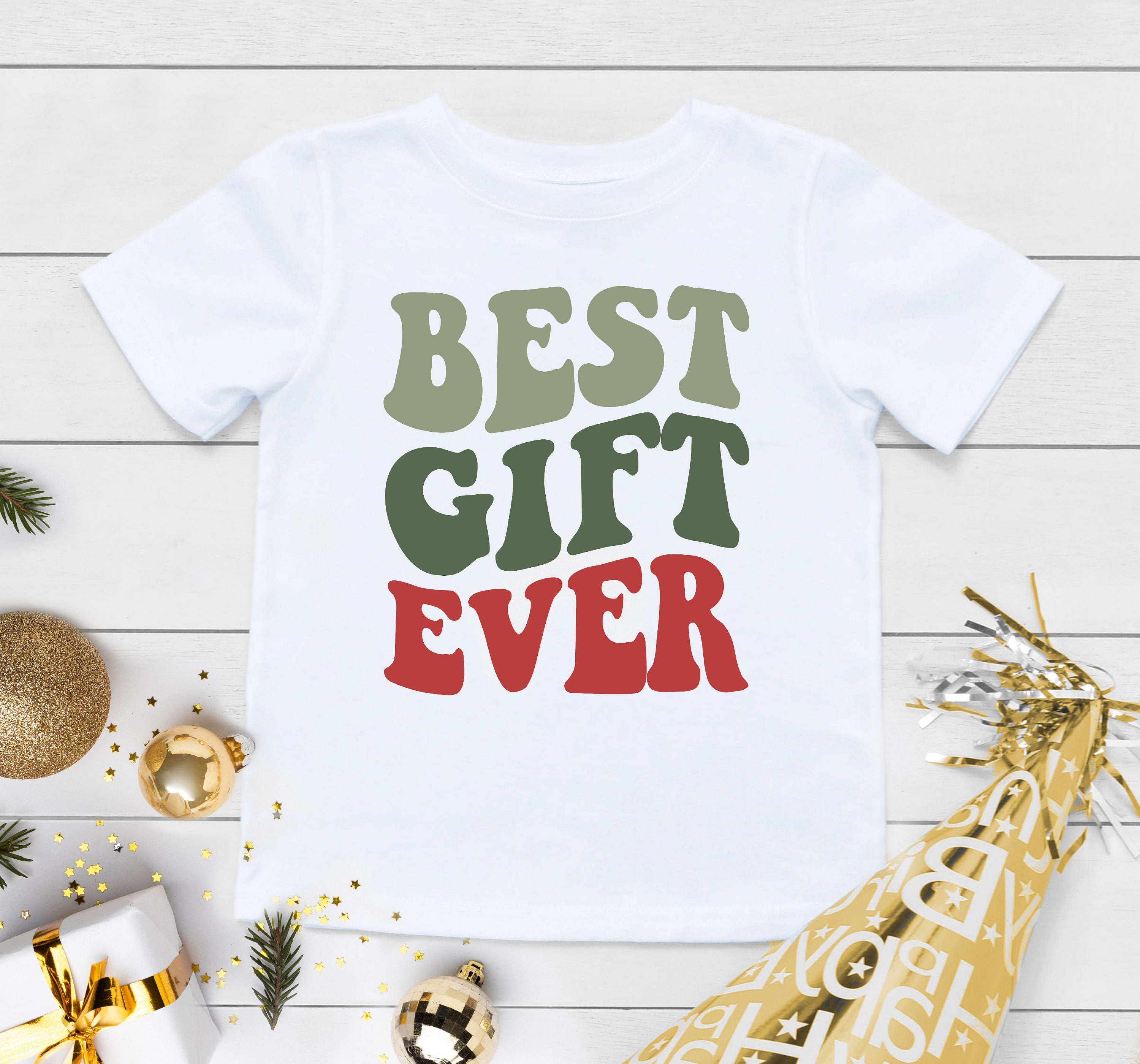 Best Gift Ever Onesie®, Retro Christmas Bodysuit, Cute Announcement Baby Onesie®, Boho Christmas Baby Shower, Christmas Baby Announcement