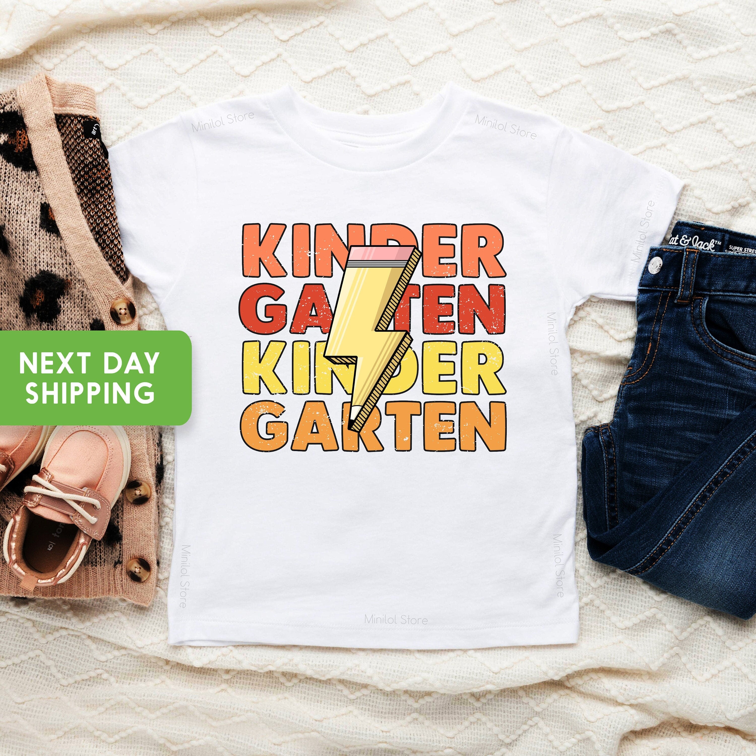 Kindergarten Kids Shirt, Lightning Bolt School Toddler Tee, School Shirt, Kinder Shirt, Kinder Back To School Kids Shirt, Kindergarten Shirt