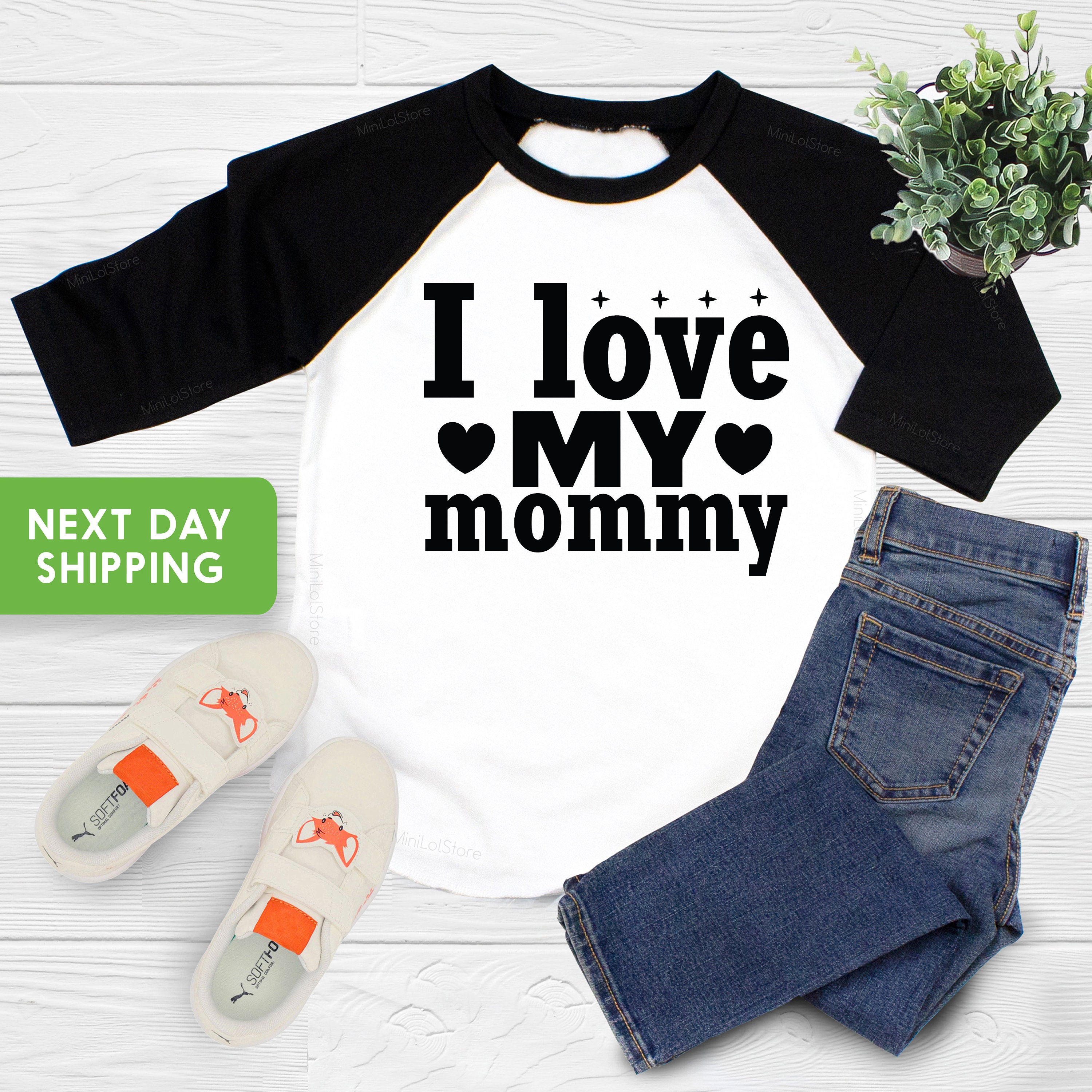 I Love My Mommy Kids Shirt, Retro Valentines Day Toddler Shirt, Love My Mom Valentine's Day Onesie®, Cute Valentine's Day Toddler Baby Shirt