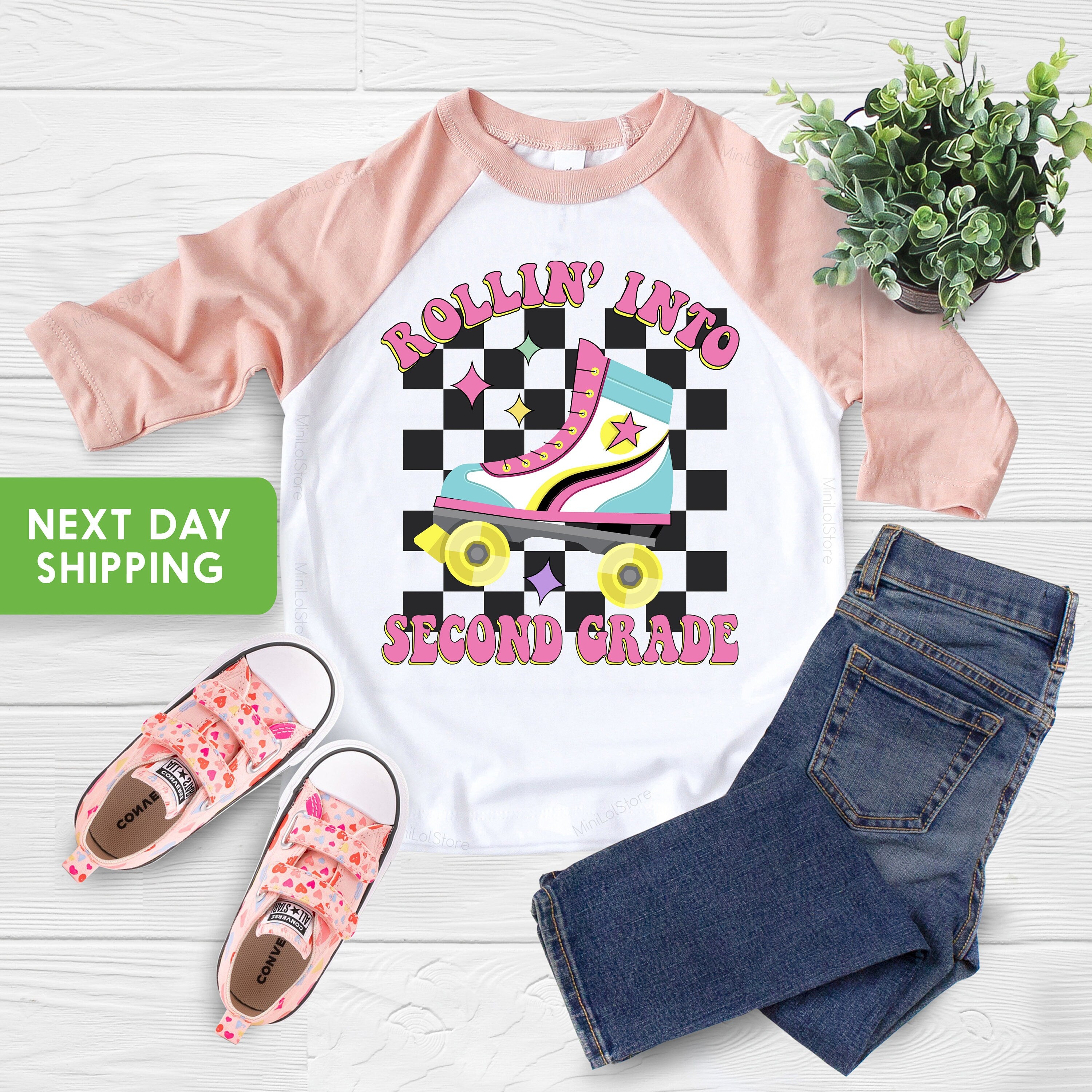 Rollin Into Second Grade Kids Shirt , 2nd Grade Skating Toddler Tee, Roller Skate School Kids Shirt, Second Grade Shirt For Girl, Skate Girl