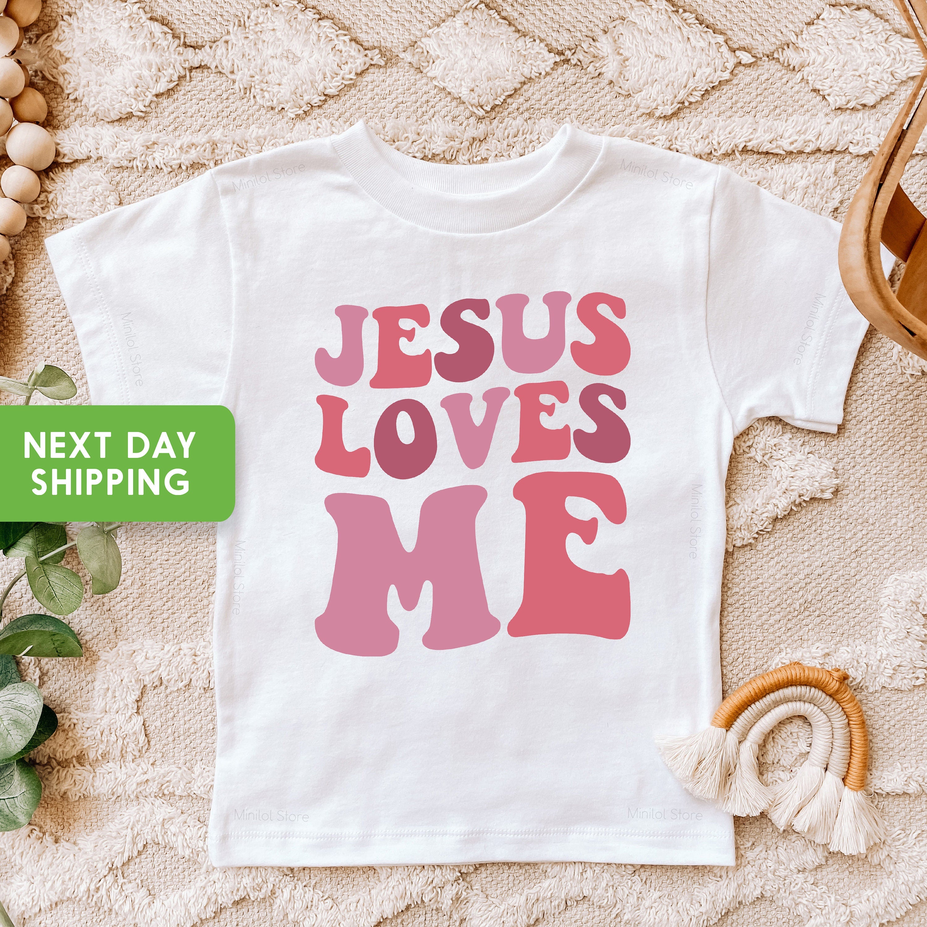 Jesus Loves Me Shirt, Christian Shirt and Onesie® for Kids, Cute Jesus Shirt, Toddler Jesus Tee, Trendy Religious Kids Shirt, Shirt for Kids