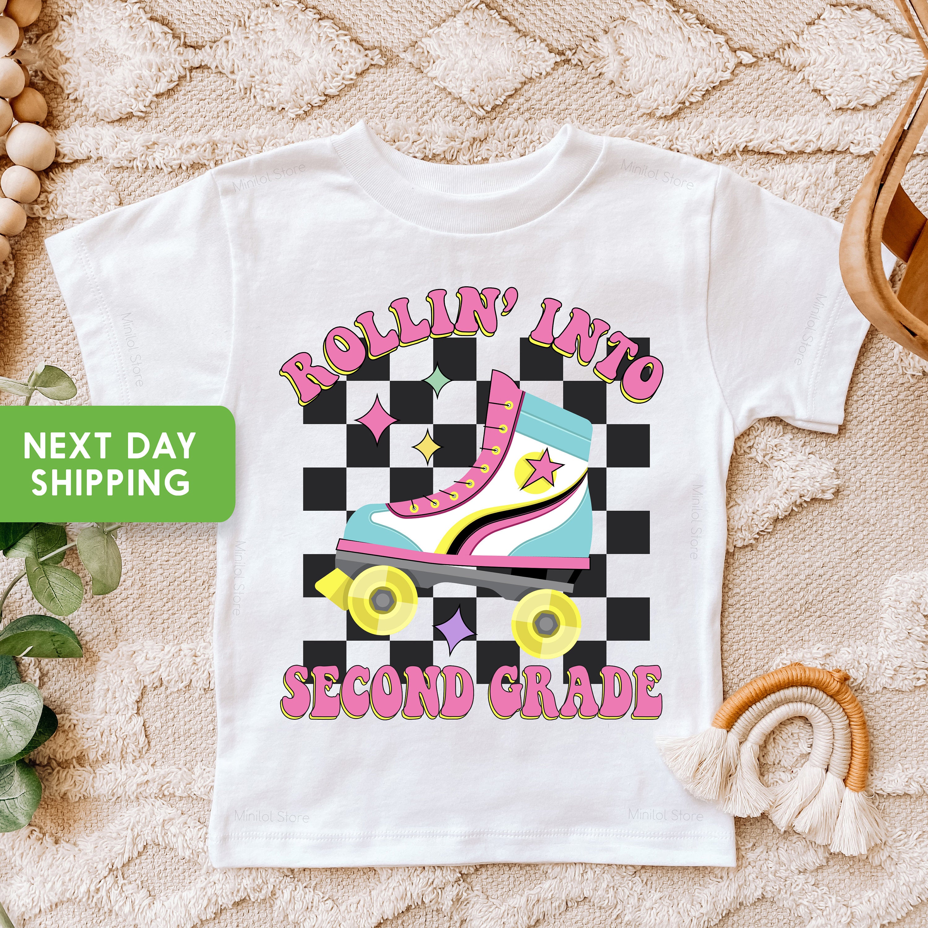 Rollin Into Second Grade Kids Shirt , 2nd Grade Skating Toddler Tee, Roller Skate School Kids Shirt, Second Grade Shirt For Girl, Skate Girl