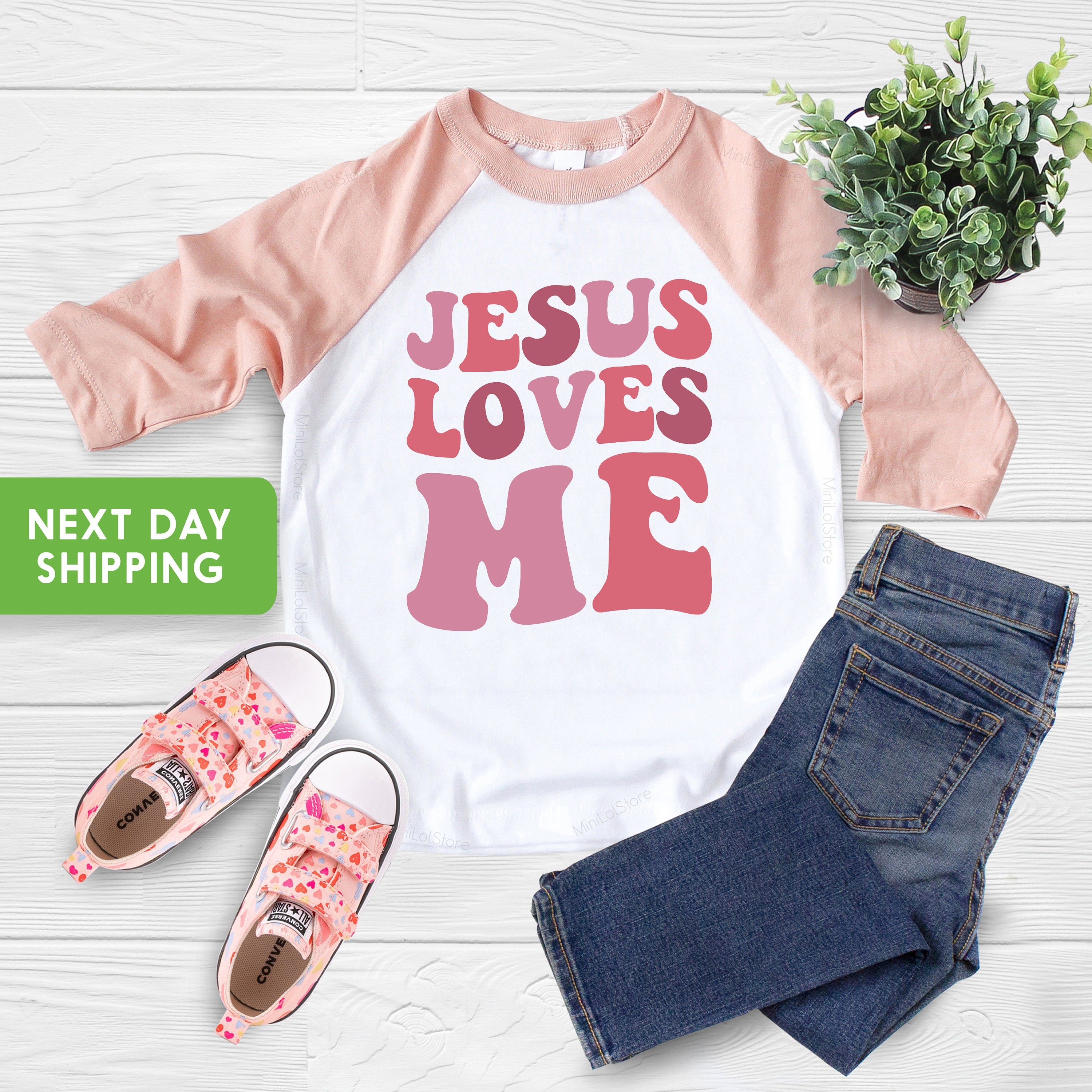 Jesus Loves Me Shirt, Christian Shirt and Onesie® for Kids, Cute Jesus Shirt, Toddler Jesus Tee, Trendy Religious Kids Shirt, Shirt for Kids