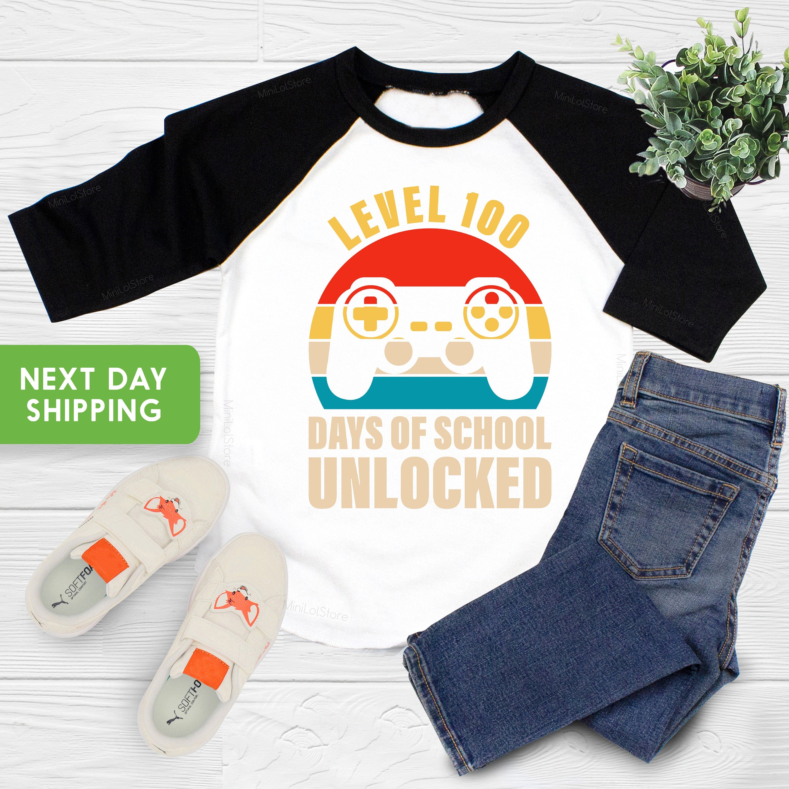 Level 100 Days Unlocked Shirt, 100th Day Of School, 100 Days School Shirt, Boys 100th Day, Girls 100th Day, Gaming 100 Days Of School Shirt