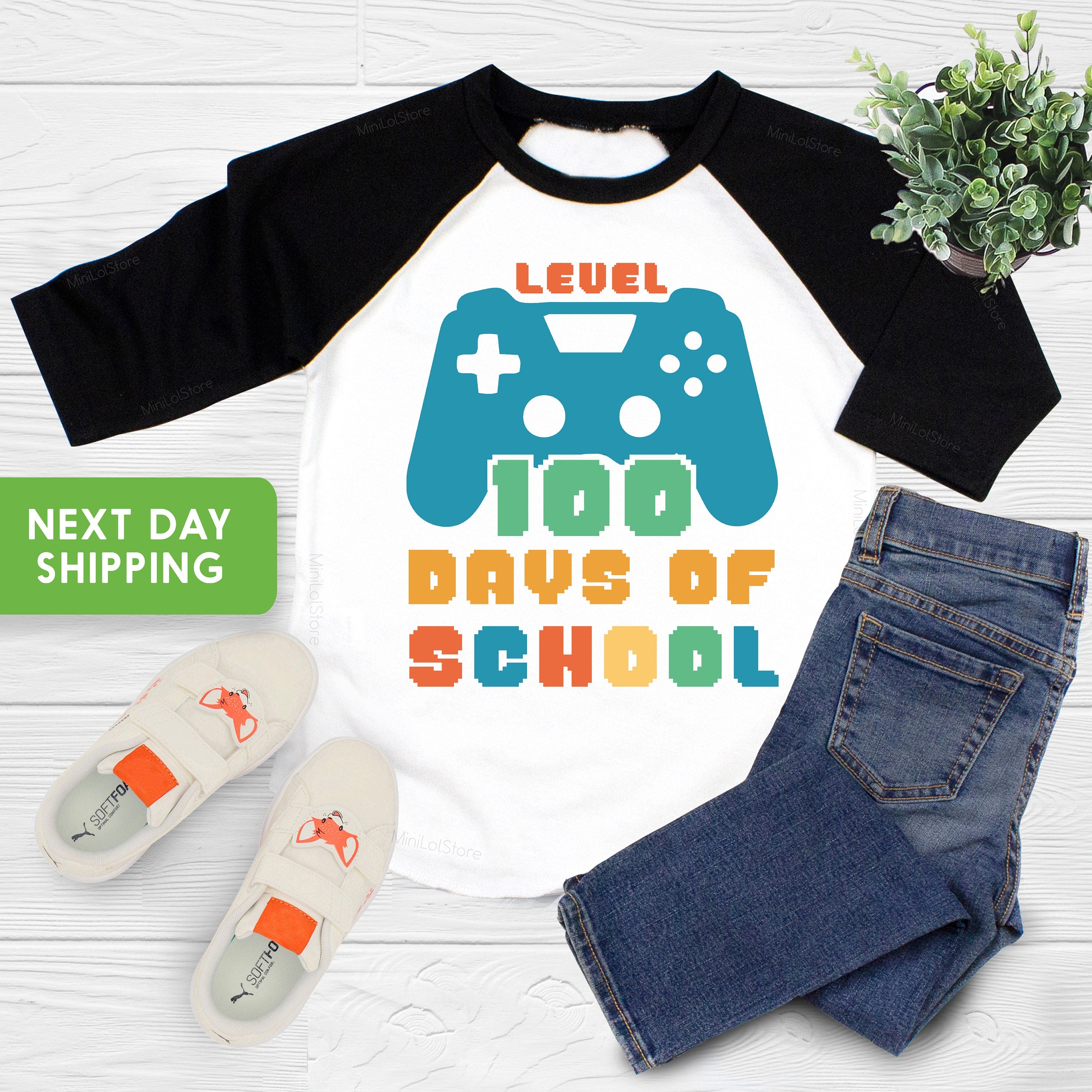 Level 100 Days of School Shirt, 100th Day Of School, 100 Days School Shirt, Boys 100th Day, Girls 100th Day, Gaming 100 Days Of School Shirt