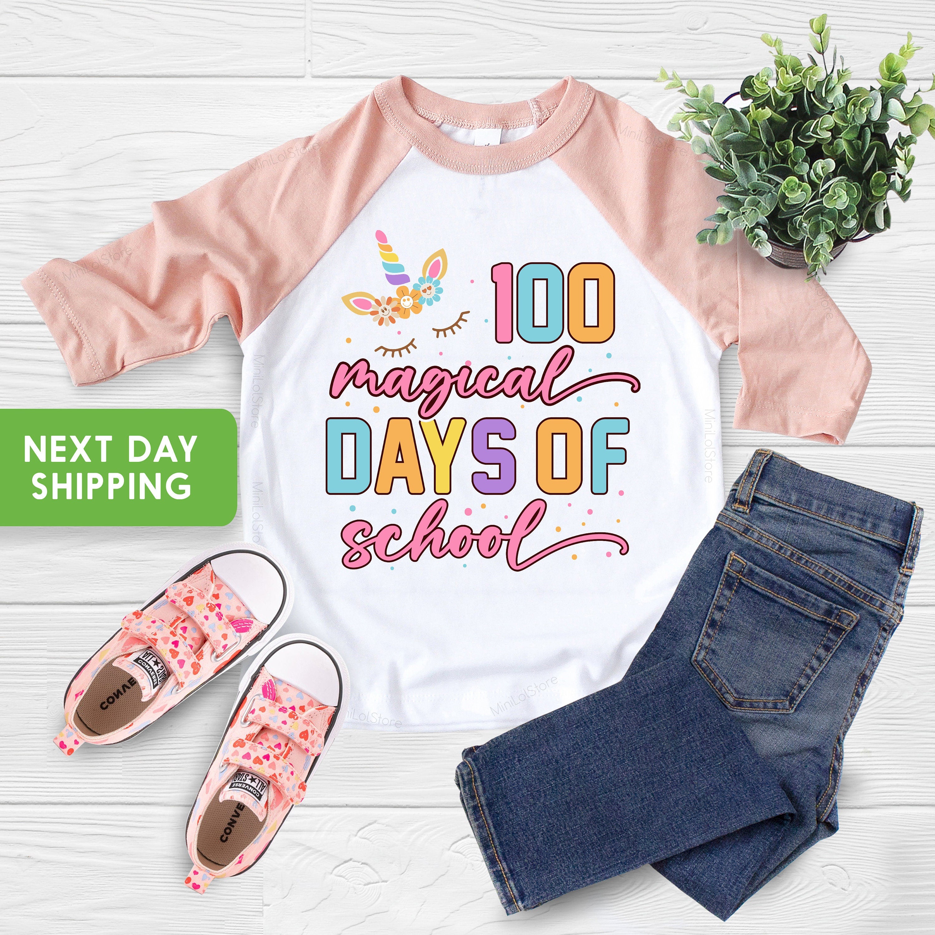 Girls 100th Day Of School Shirt, 100 Magical Days Unicorn Shirt, 100th Day Of School Celebration, 100th Days Kids Shirt, 100 Days Girl Tee