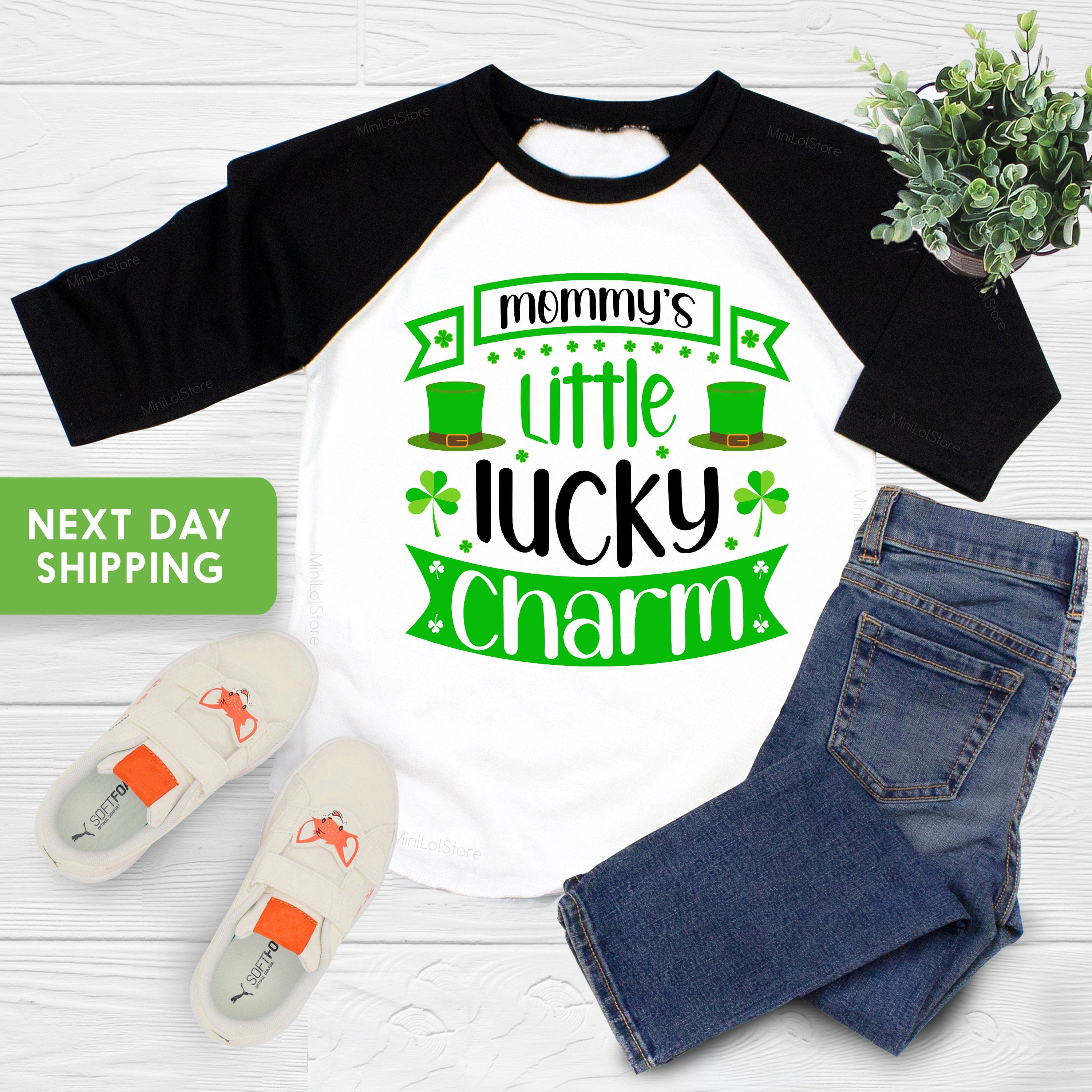 Mommy's Little Lucy Charm Onesie®, Lucky Toddler Shirt, Cute Shamrock Baby Bodysuit, Four Leaf Clovers St Patricks Day Tee, Lucky Kids Shirt