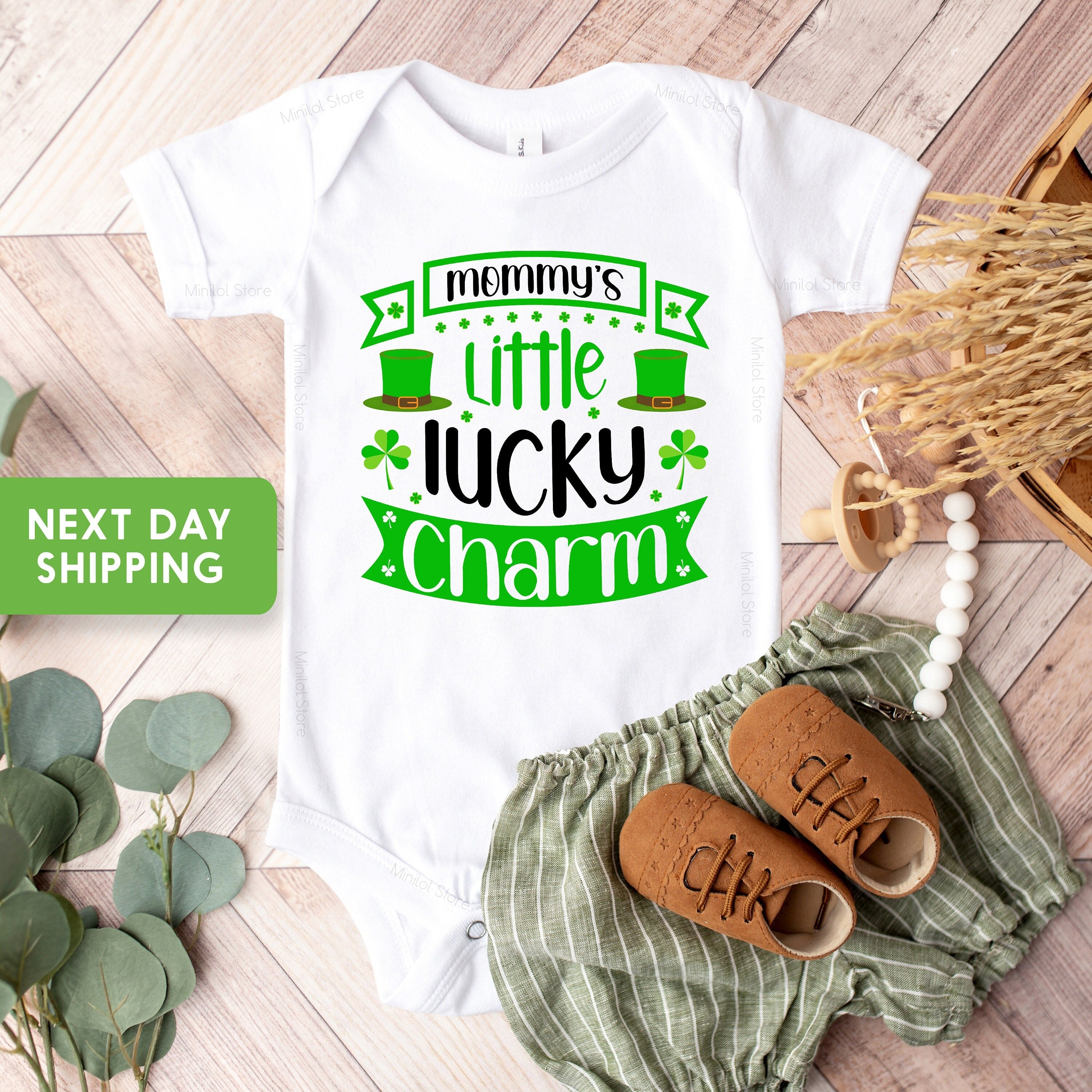 Mommy's Little Lucy Charm Onesie®, Lucky Toddler Shirt, Cute Shamrock Baby Bodysuit, Four Leaf Clovers St Patricks Day Tee, Lucky Kids Shirt