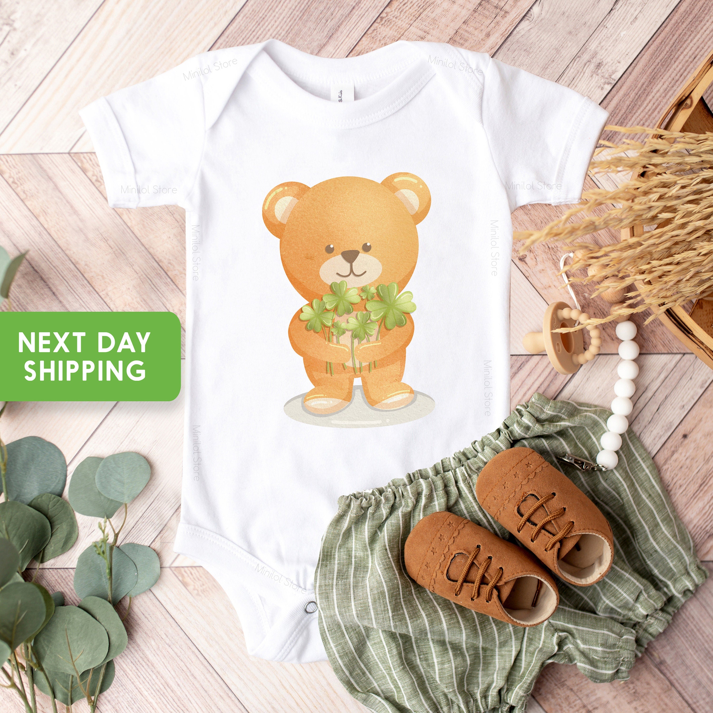 Cute Bear St. Patrick's Day Shirt, Kids St Paddy's Day T-Shirts, St. Patrick's Day Infant Toddler Shirt, St Pattys Day Onesie® Toddler Shirt