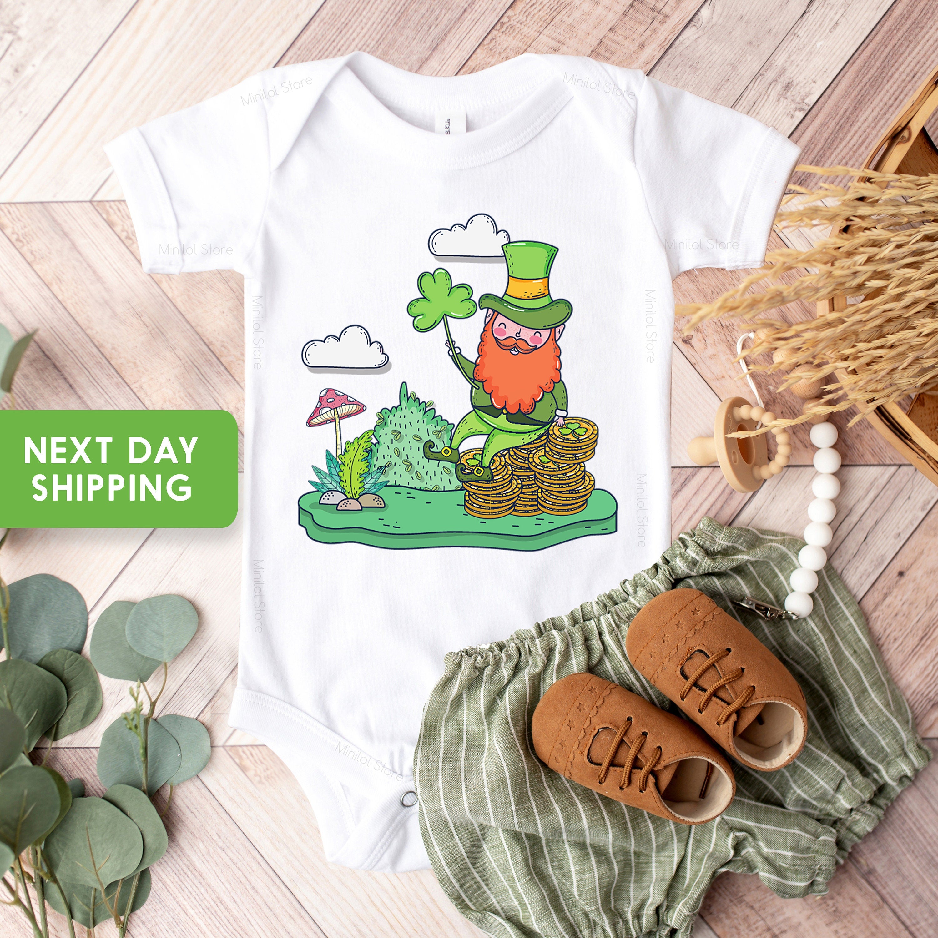 St.Patrick's Day Leprechaun Onesie®, St.Patricks Day Onesie® For Baby, Cute Lucky Onesie®, St Patricks Day Toddler Shirt, Kids St Pattys Day