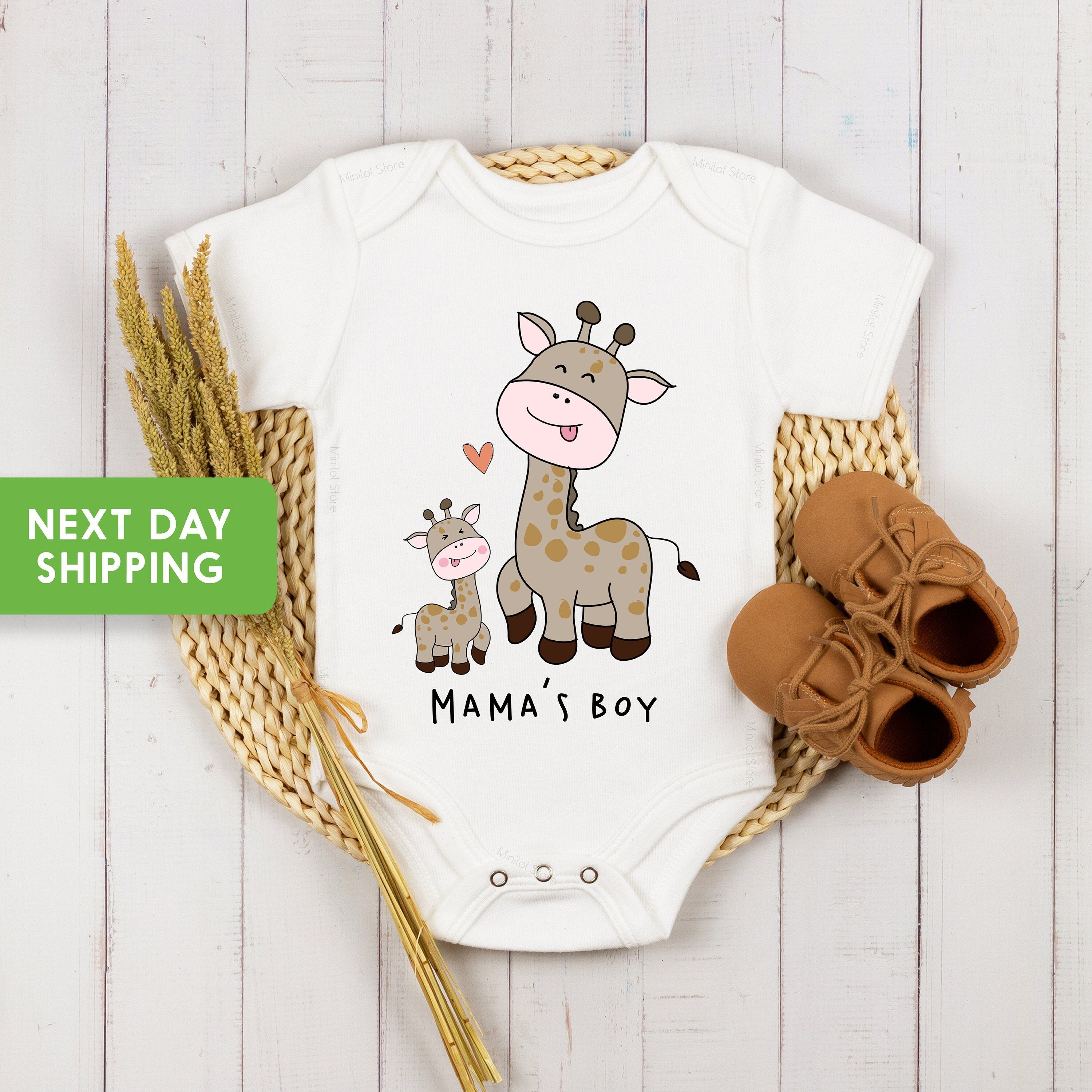 Cute Mama's Boy Giraffe Onesie®, Mama's Boy Baby Onesie®, Mother's Day Baby Boy Onesie®, Giraffe Onesie®,  Cute Mama's Boy Toddler Shirts