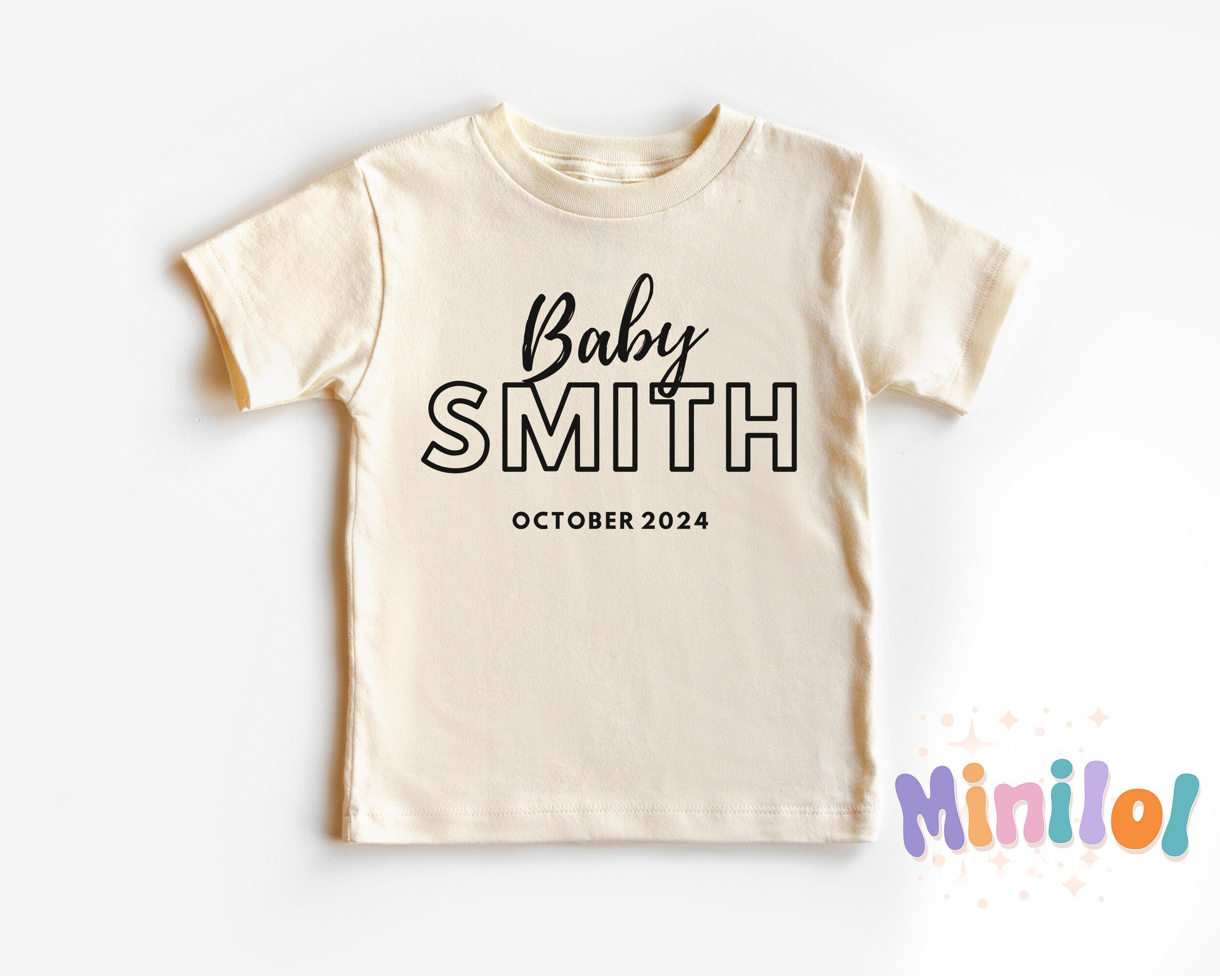 Personalized Pregnancy Announcement Name Baby Natural Onesie®,  Personalized Baby Name Onesie®, Baby Name Onesie®, Coming Soon Baby Onesie®