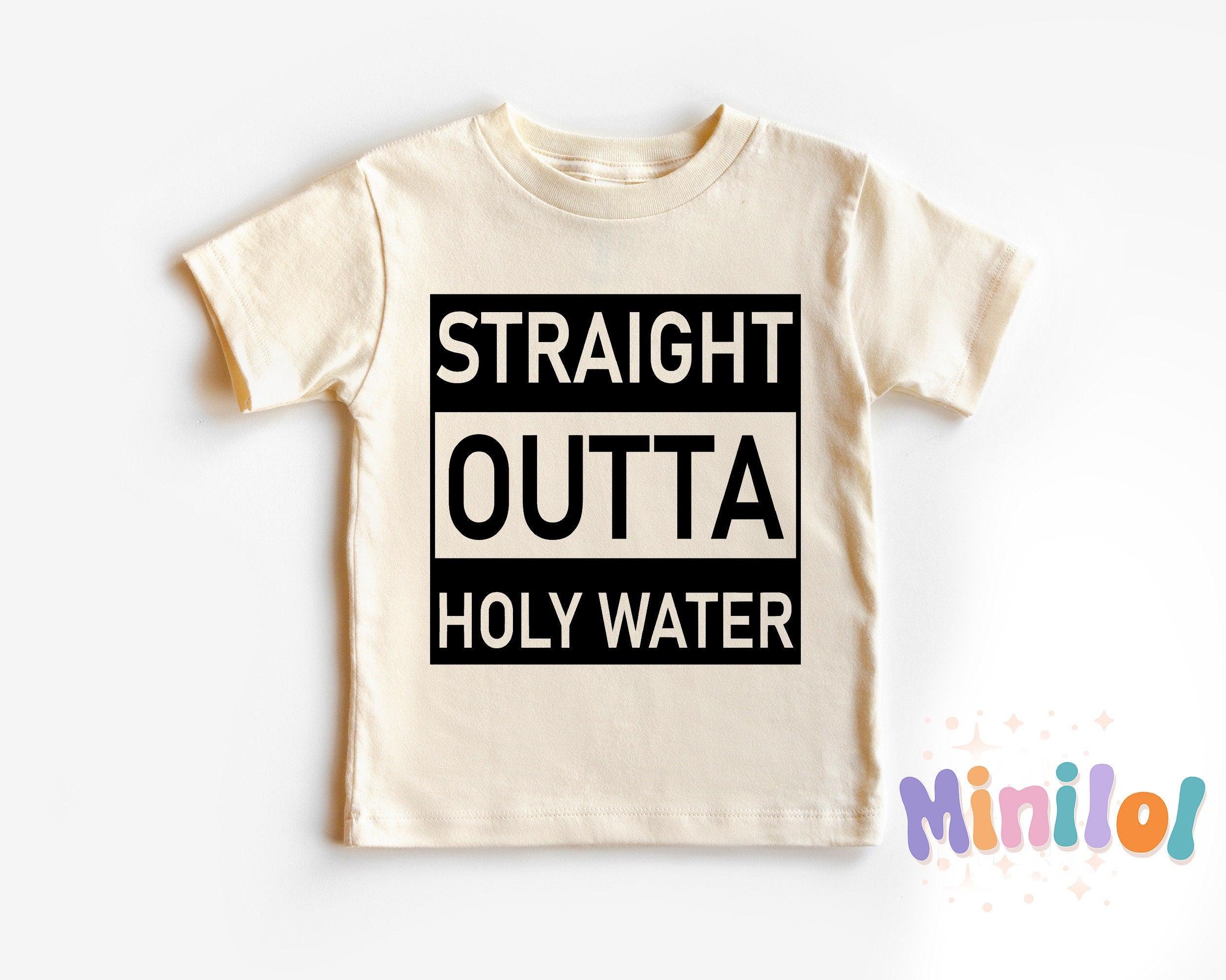 Funny Baptism Onesie®, Natural Straight Outta Holy Water Onesie®, Baby Shower Gift, Baptism Gift, Natural Baptism Onesie®, Gift for GodBaby