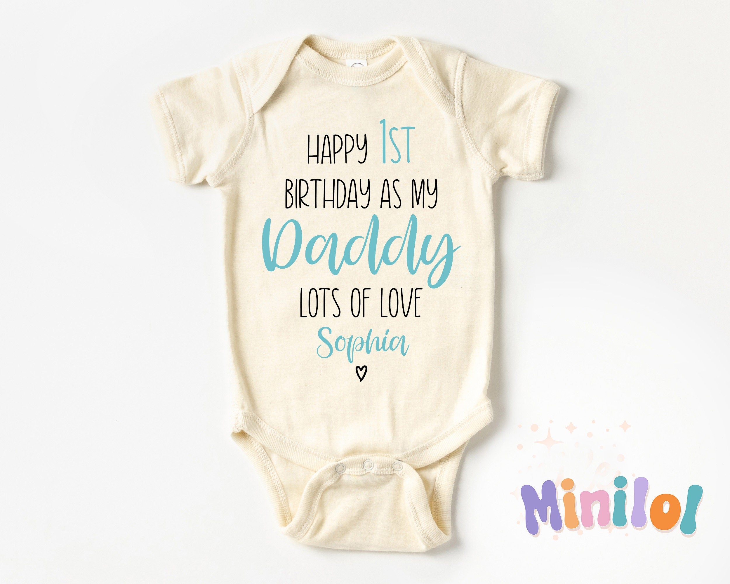 Happy Birthday 1st Birthday as My Daddy Blue Outfit, Father's Birthday Natural Bodysuit, Father's Day Gift, New Dad Gift, Cute Birthday Gift