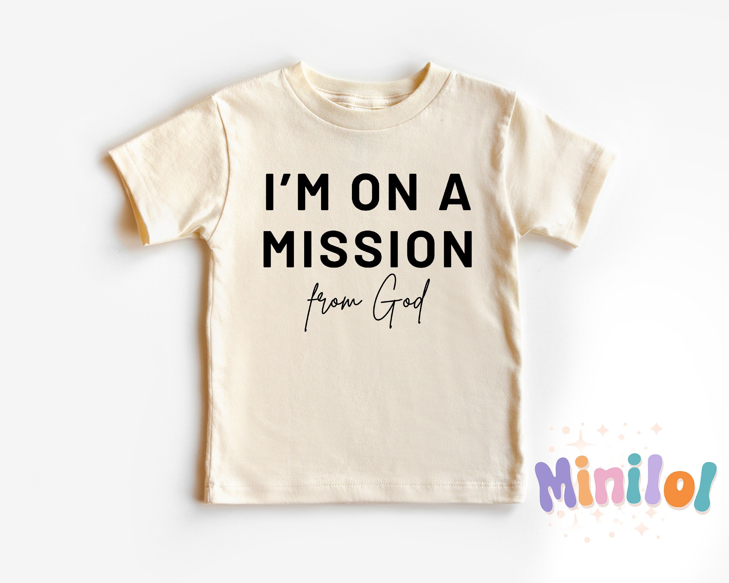 Funny Baptism Onesie®, Natural I'm On A Mission From God Onesie®, Baby Shower Gift, Baptism Gift, Natural Baptism Onesie®, Gift for GodBaby