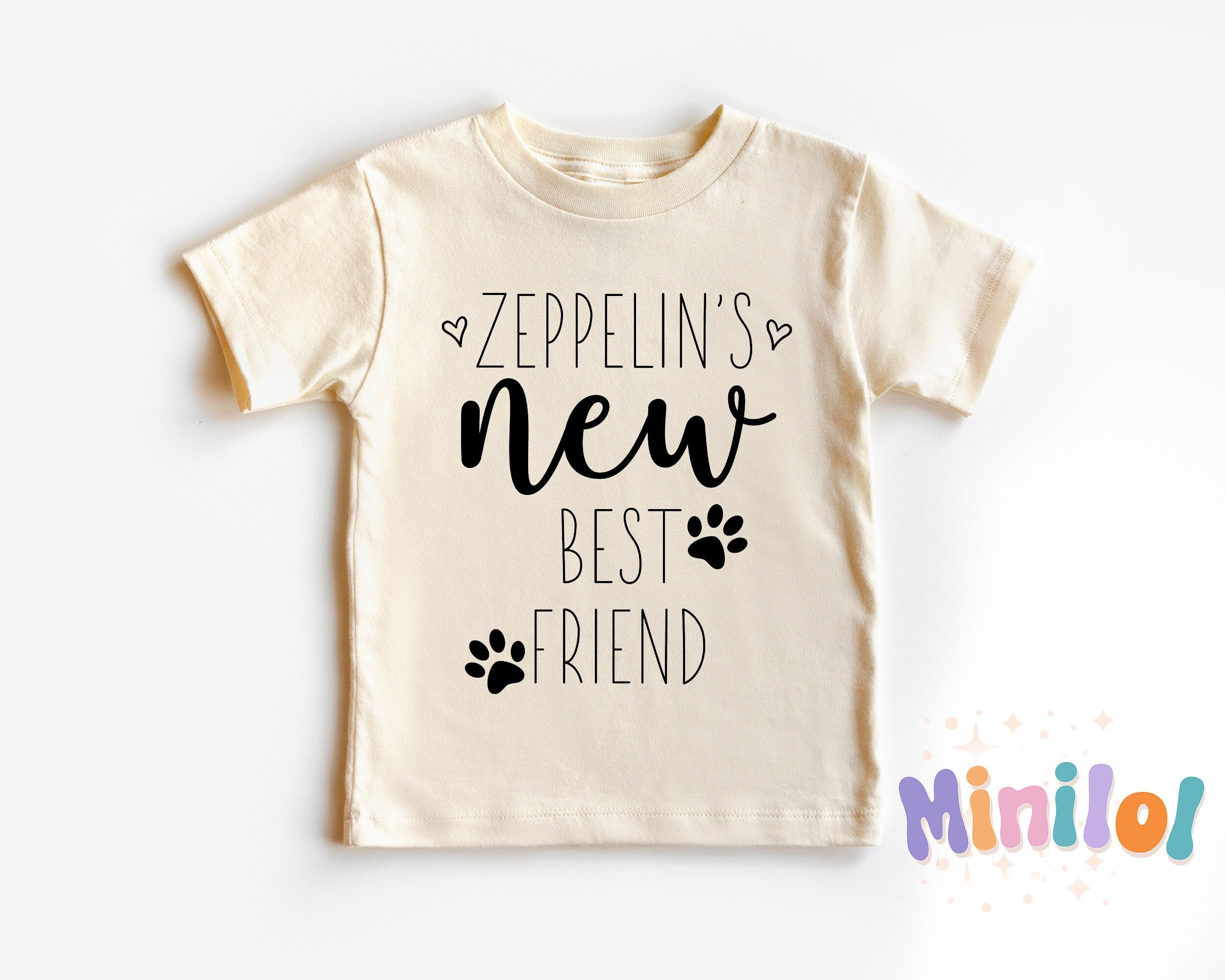 Personalized Dog Name Baby Onesie®, New Best Friend Baby Bodysuit, Custom Dog Name Baby Bodysuit, Natural Custom Dog Name Onesie®