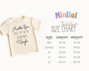 Personalized Natural Will You Be My Godmother typographic design on Baby Natural 12 months US kids numeric