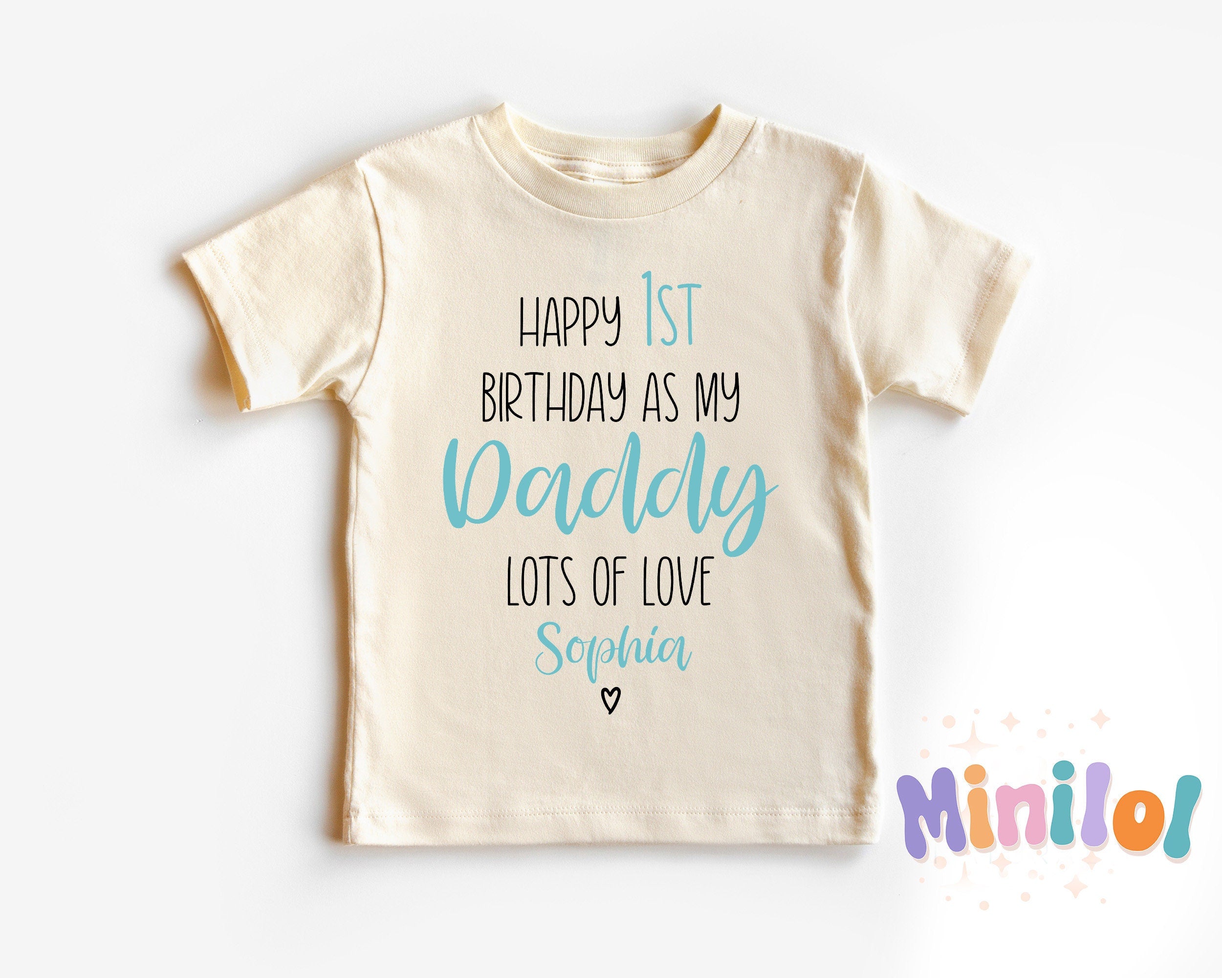 Happy Birthday 1st Birthday as My Daddy Blue Outfit, Father's Birthday Natural Bodysuit, Father's Day Gift, New Dad Gift, Cute Birthday Gift