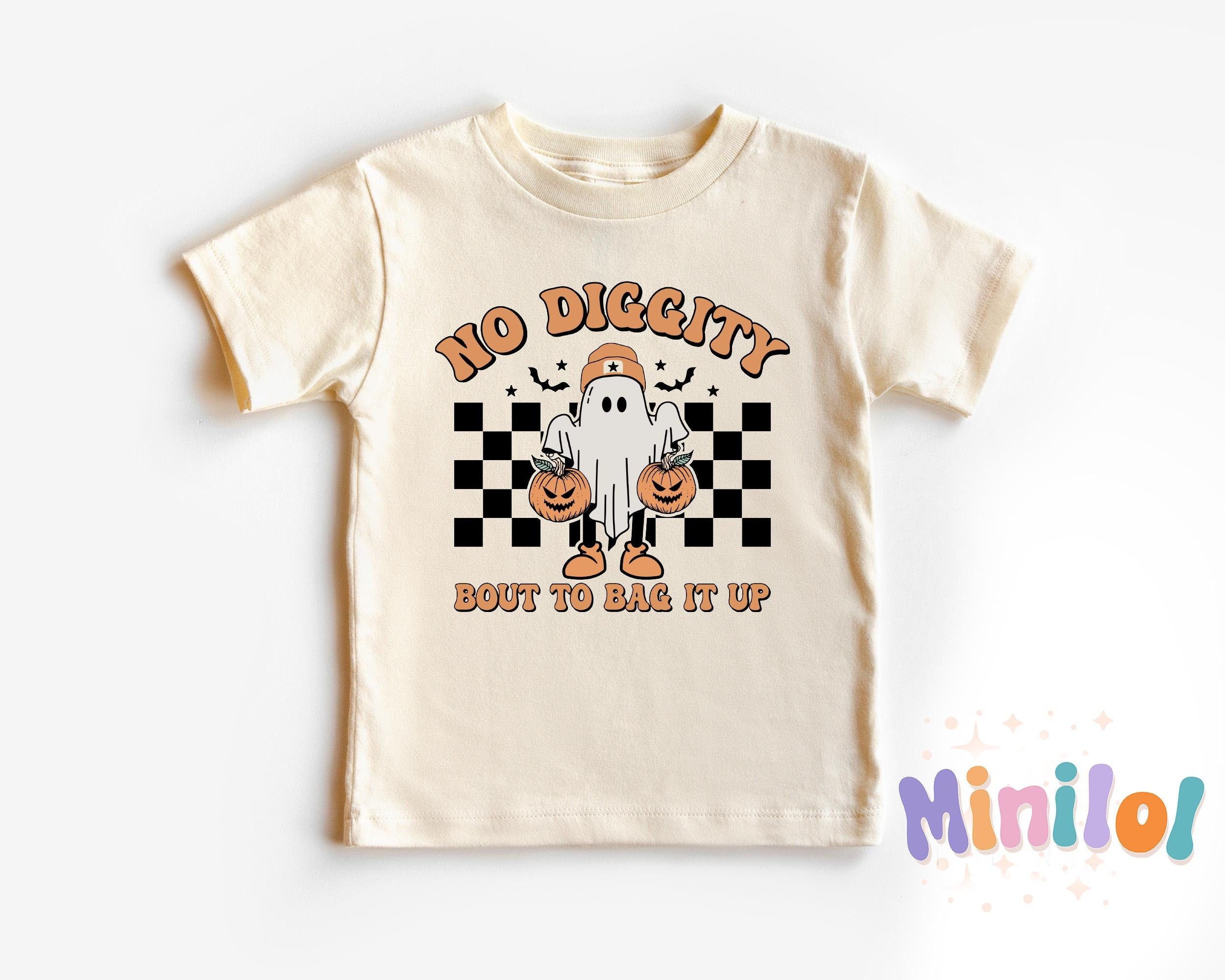 Funny Retro Halloween Kids Shirt, No Diggity Bout to Bag it Up Toddler Shirt, Kids Natural Halloween Shirt, Halloween Graphic Toddler Shirts