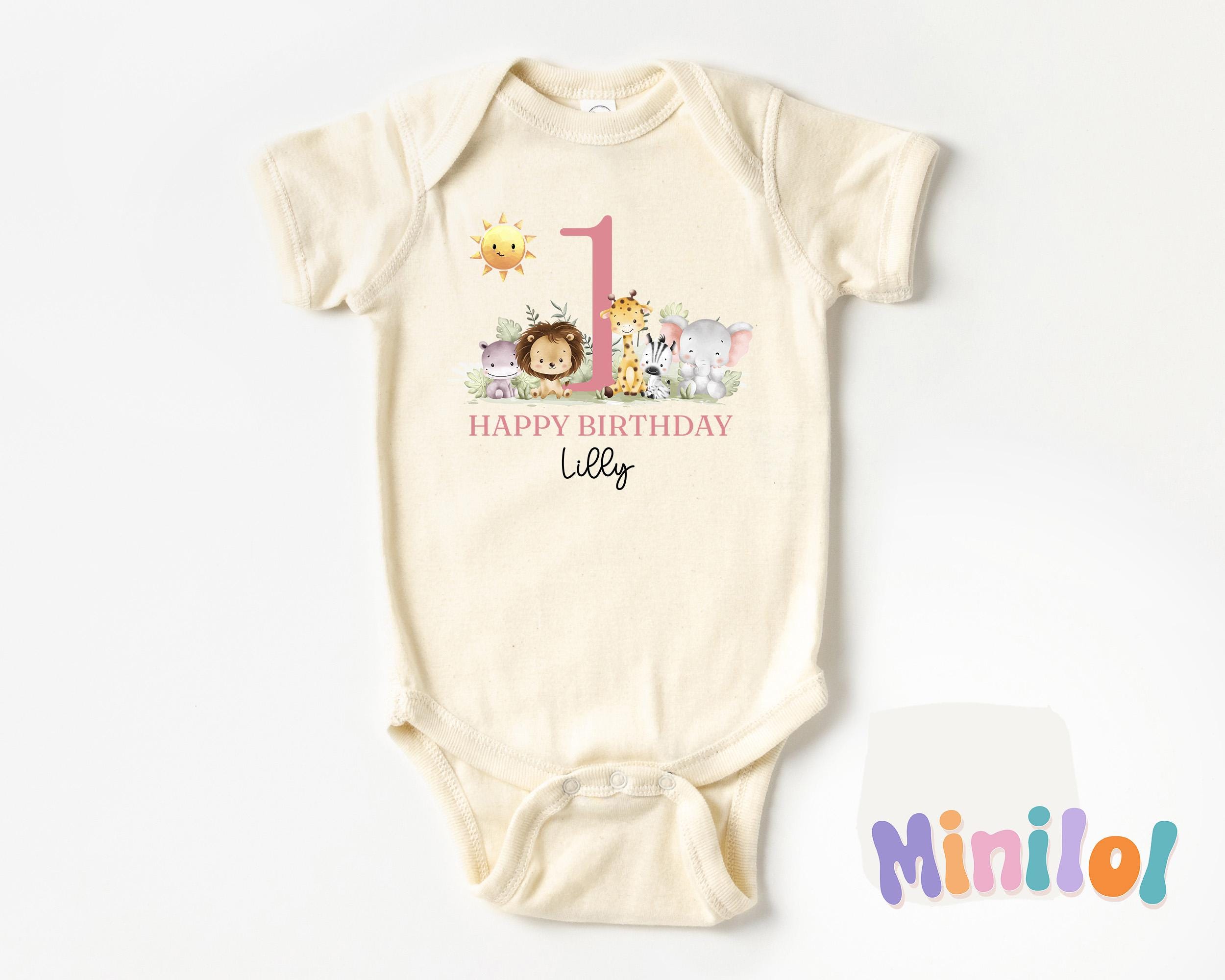 Personalised Safari First Birthday Onesie®, Custom Safari First Birthday Onesie®,  First Birthday Kids Outfits, Safari Themed First Birthday