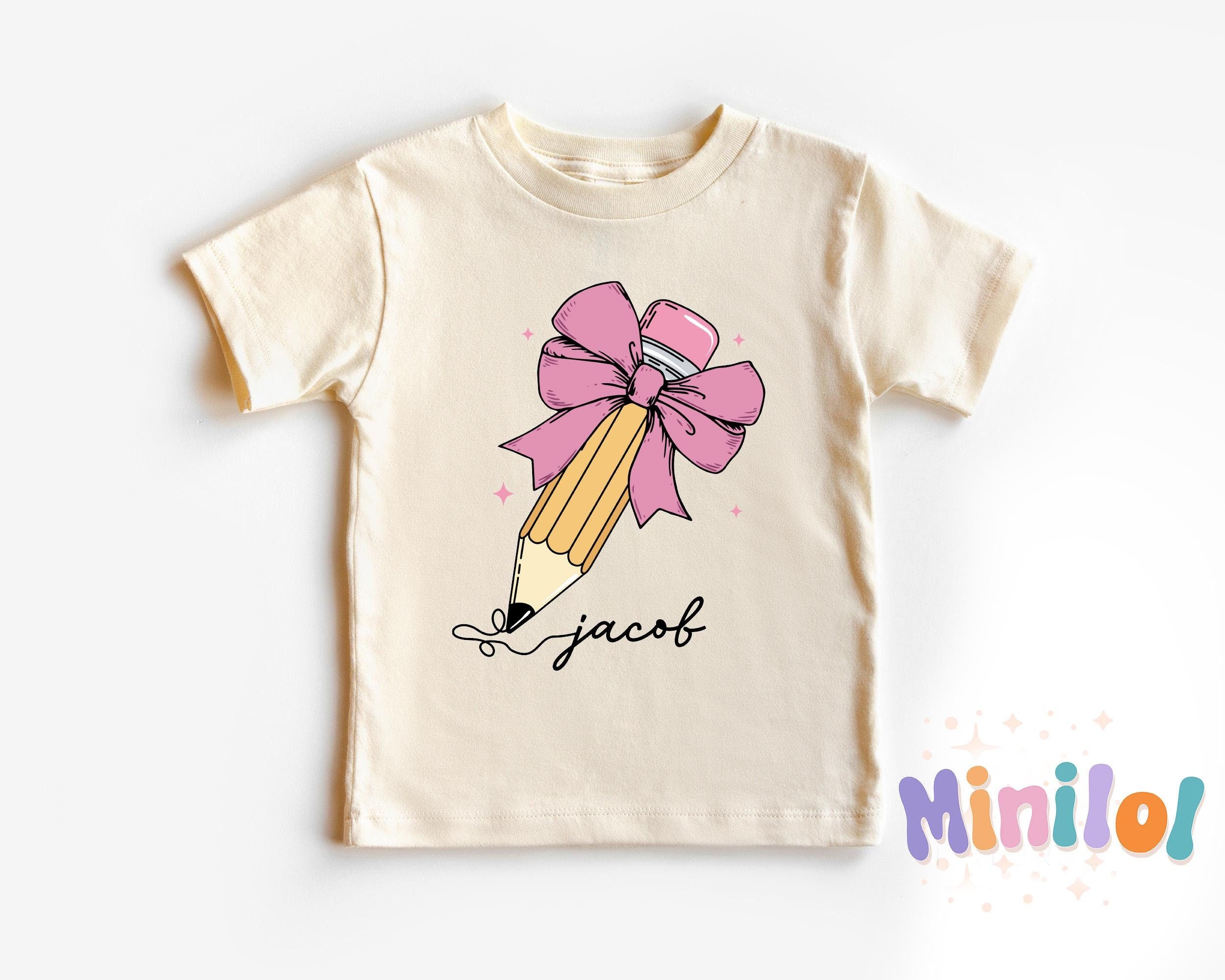 Kids Back To School Shirt, First Day Of School, Cute Pencil Bow Tees, Toddler Girls Shirt, Pencil Coquette Tee, Pencil With Bow Kids Outfits