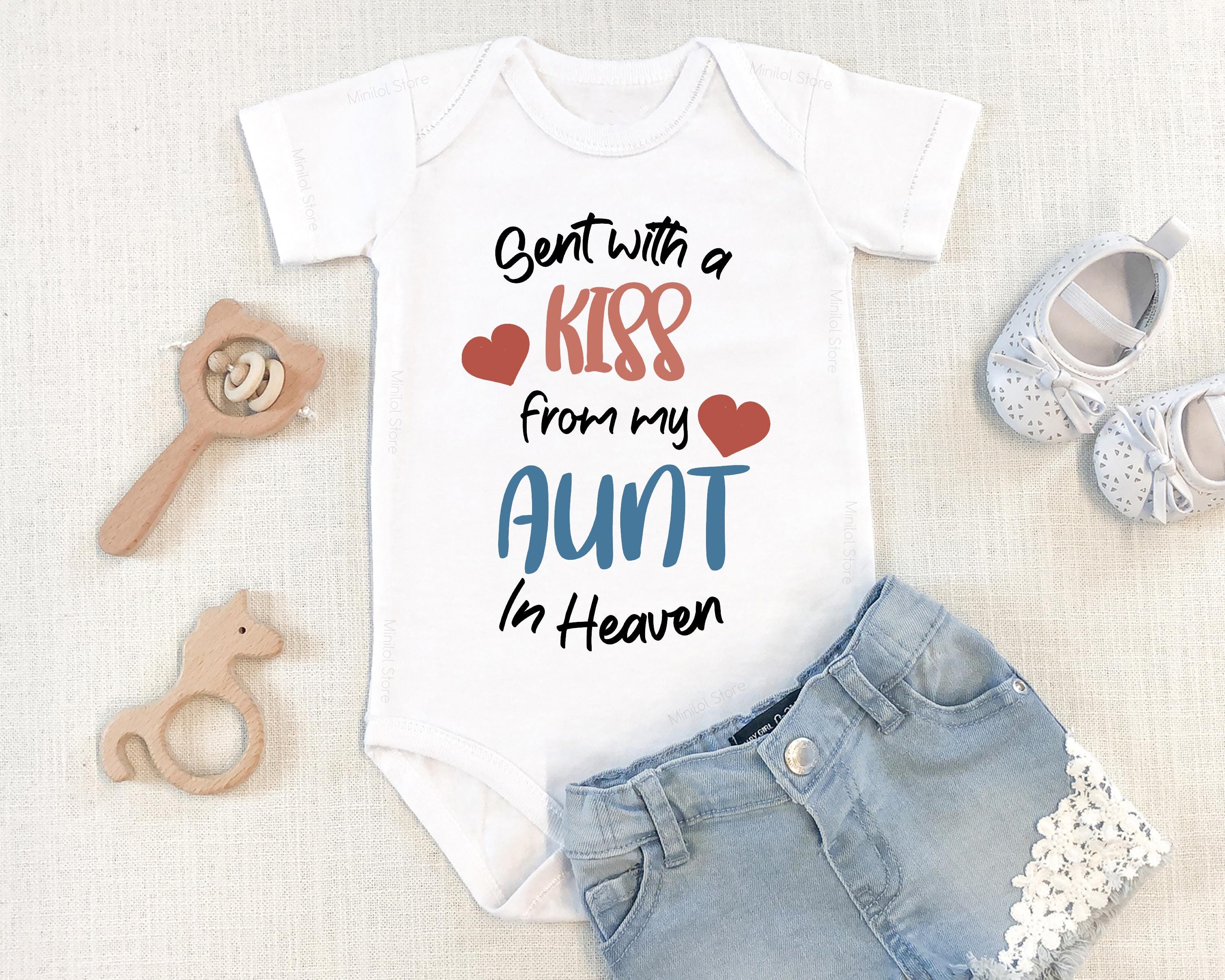 Sent With A Kiss By My "Custom" In Heaven Baby Onesie®, Personalized Baby Onesie®, Baby Shower Gift, Guardian Angel Bodysuit