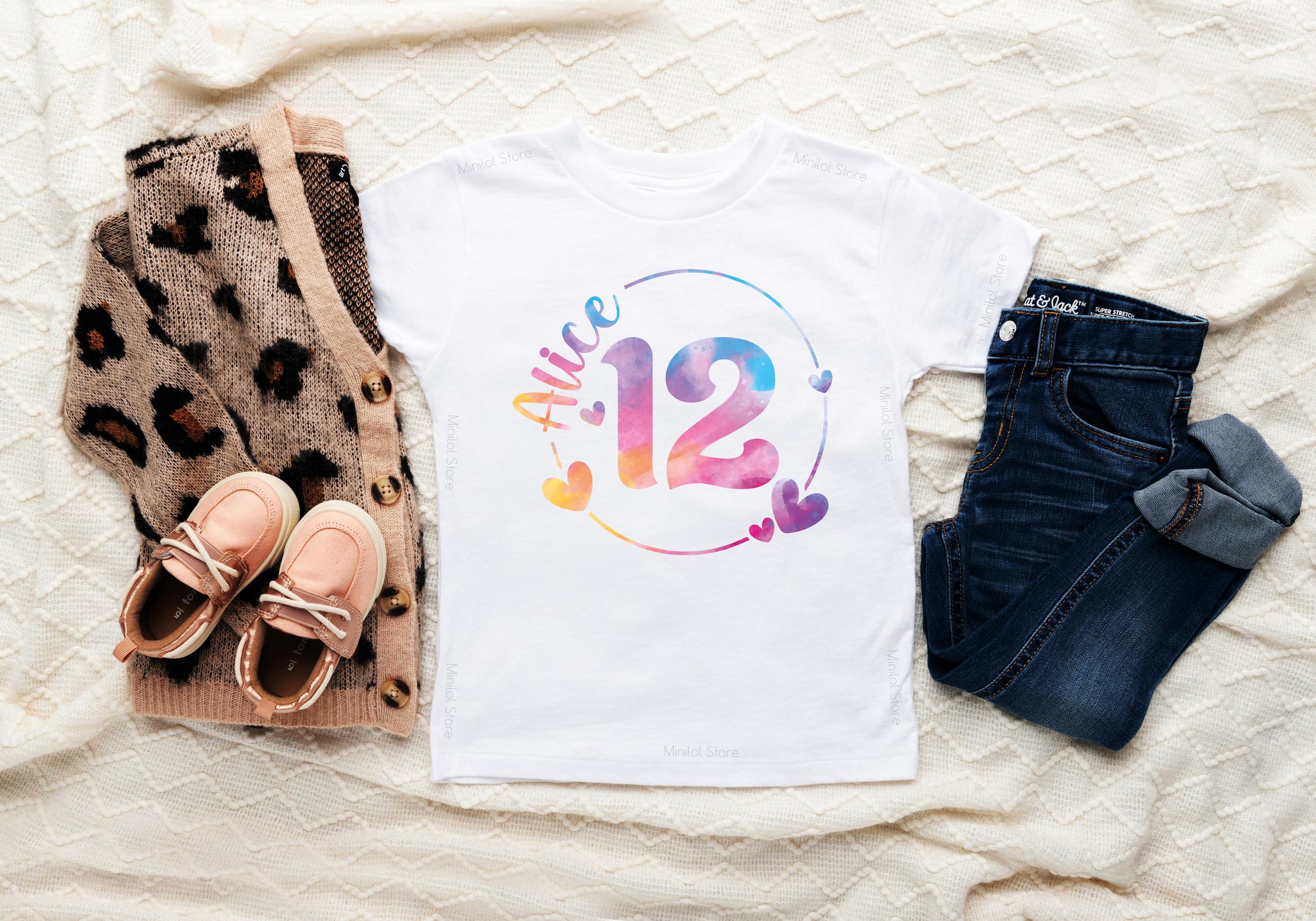 Personalized Birthday Girl Shirt, Custom Age Kids Name Birthday Shirt, Birthday Gift, Customized Girl Birthday Tee, Custom Age Birthday Gift