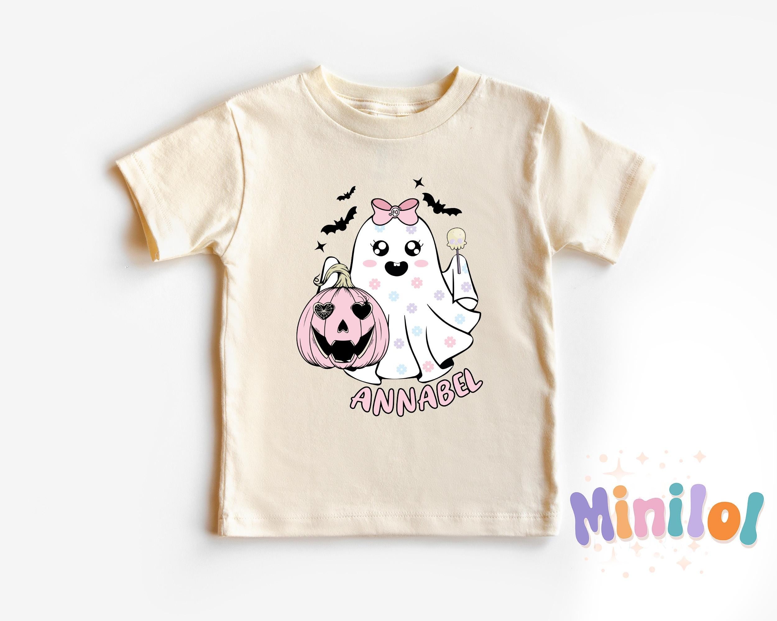 Kids Halloween Shirt, Custom Name Halloween Shirt For Kids, Personalized Halloween Toddler Shirt, Girls Halloween Shirt, Cute Ghost Toddler