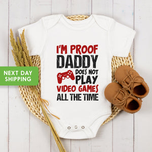 Video Game Reveal Gift for Gamer Parents Gamer game controller design on Baby Short Sleeve Onesie®