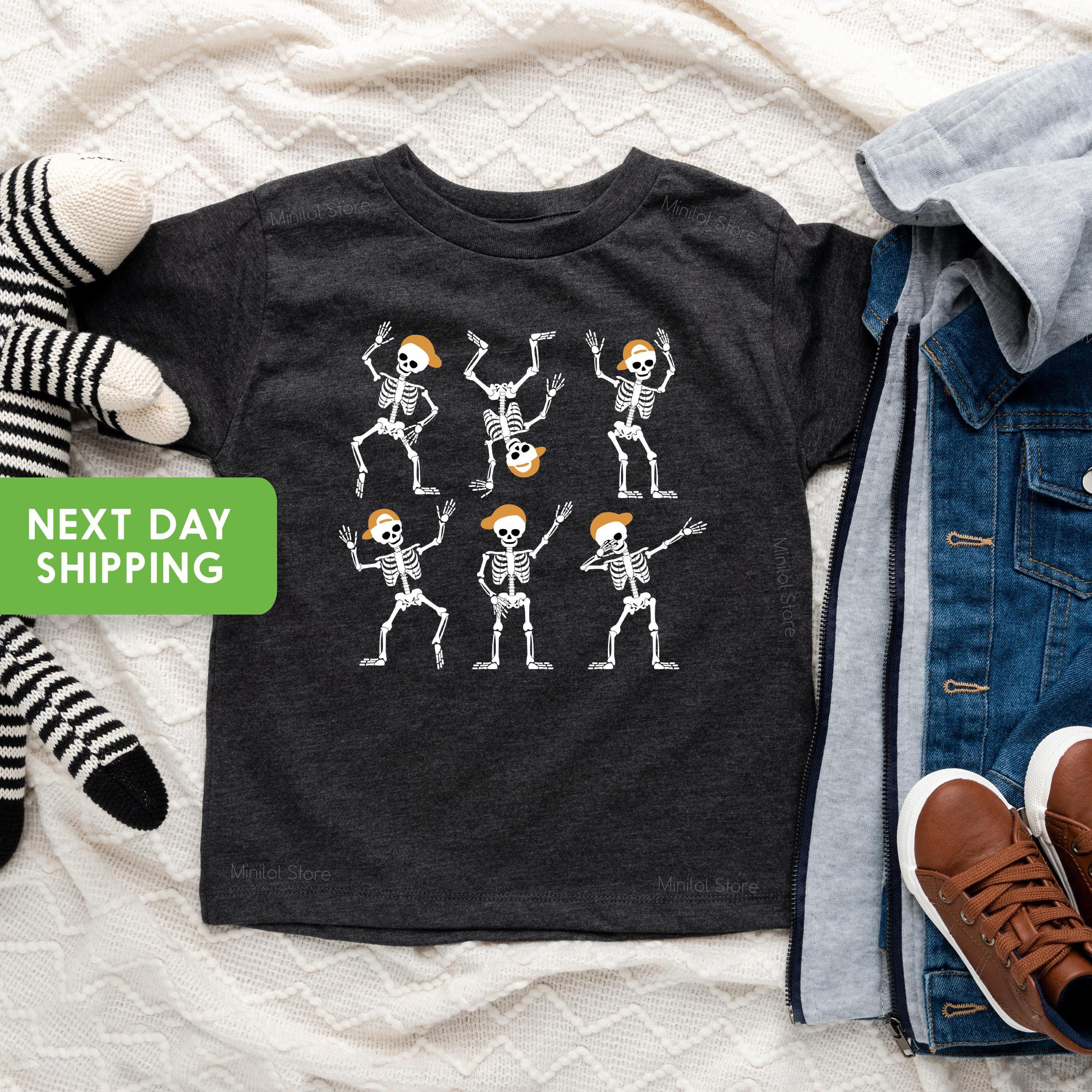 Main product mockup of Dancing Skeleton Halloween Kids Shirt