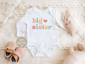 Big Sister typographic design on Baby Short Sleeve Onesie®
