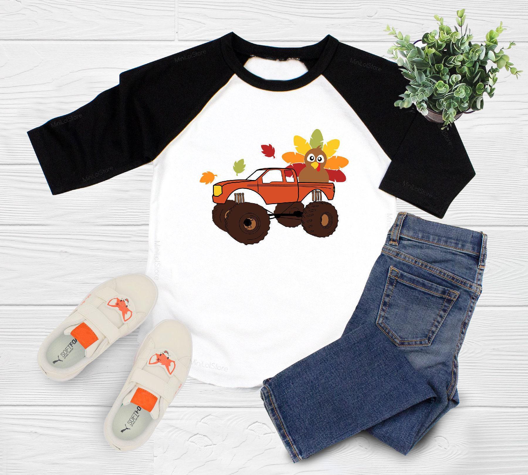 Turkey Monster Truck Thanksgiving Kids Shirt product image 1
