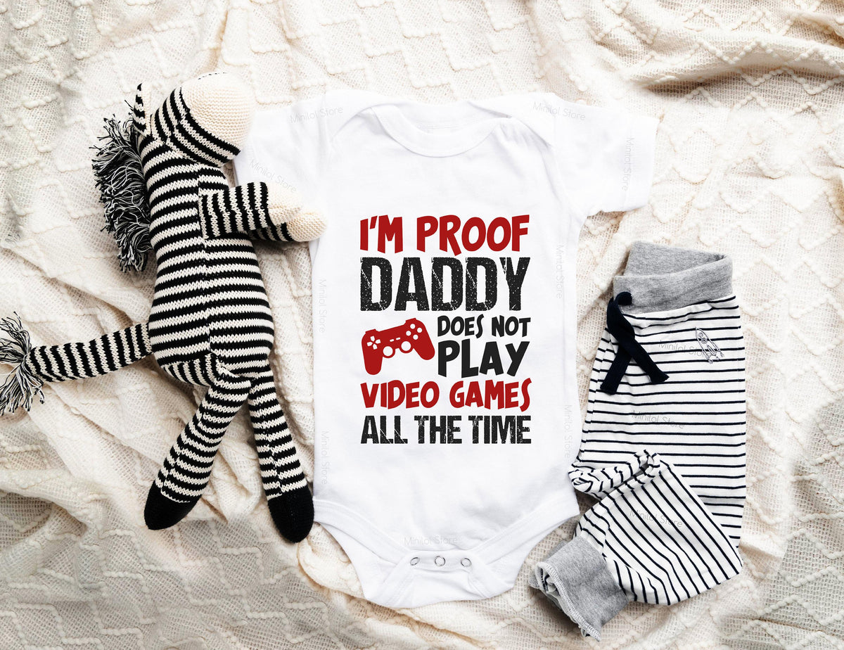 Video Game Reveal Gift for Gamer Parents Gamer game controller design on Baby Short Sleeve Onesie®
