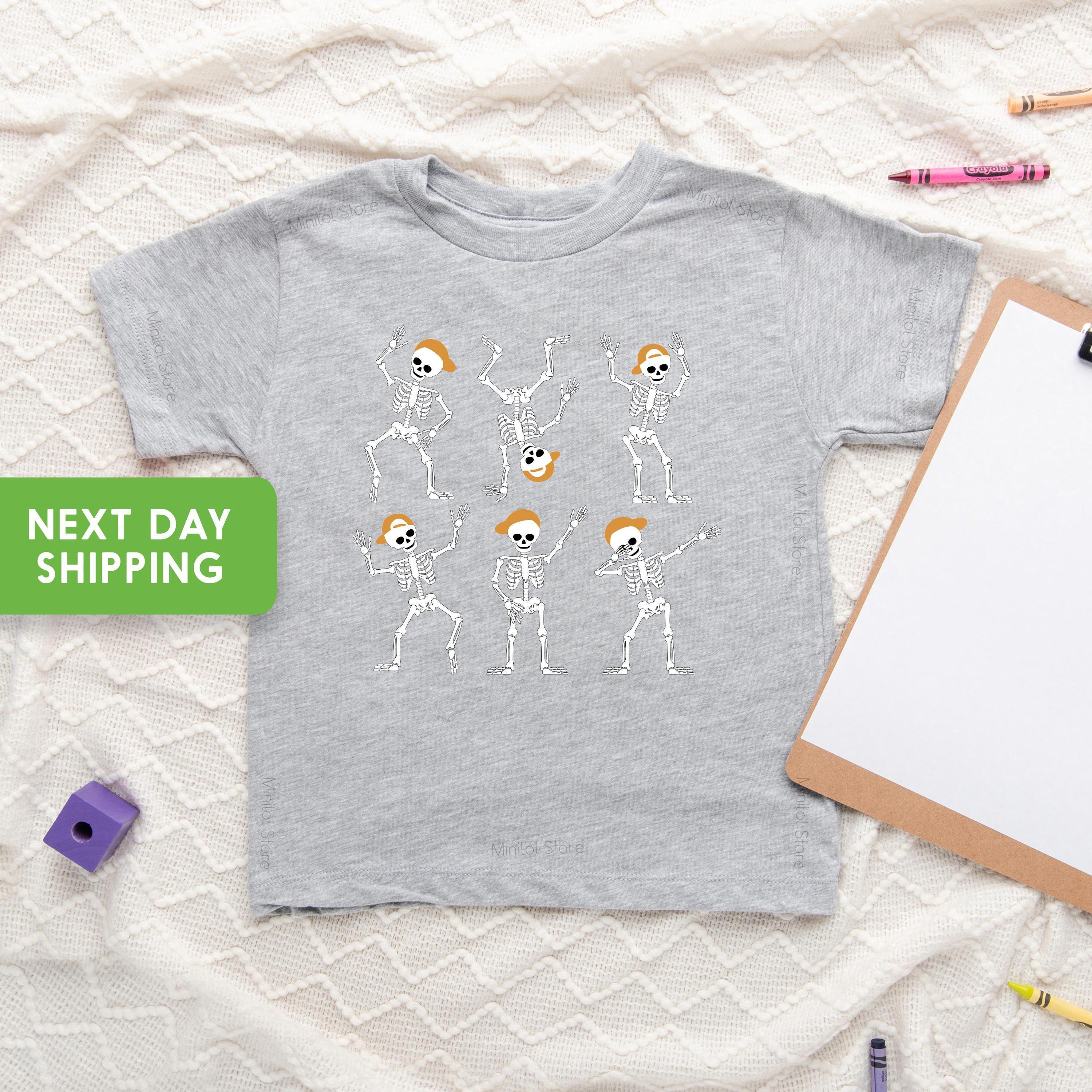 Baby bodysuit and kids shirt style options for Dancing Skeleton