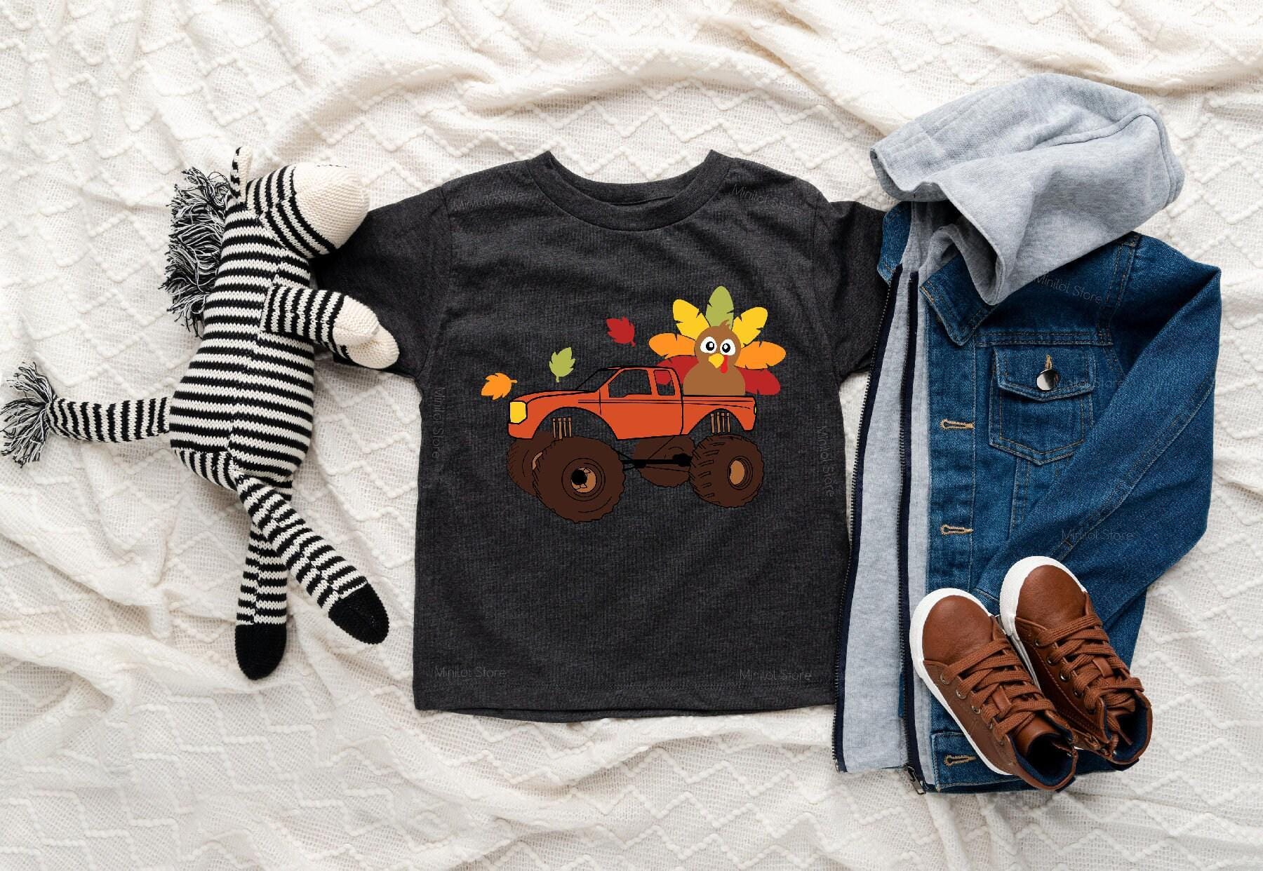 Turkey Monster Truck Thanksgiving Kids Shirt product image 4