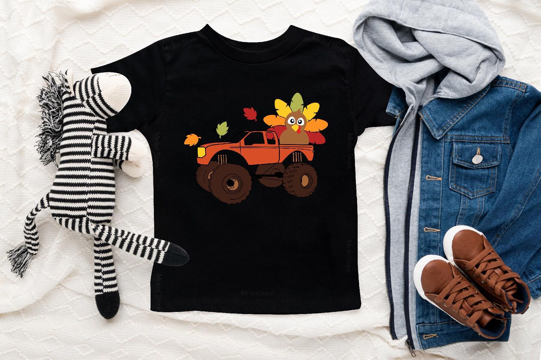 Turkey Monster Truck Thanksgiving Kids Shirt product image 5