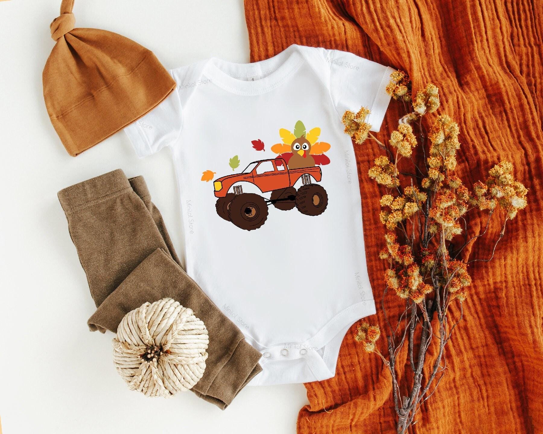 Turkey Monster Truck Thanksgiving Kids Shirt product image 6