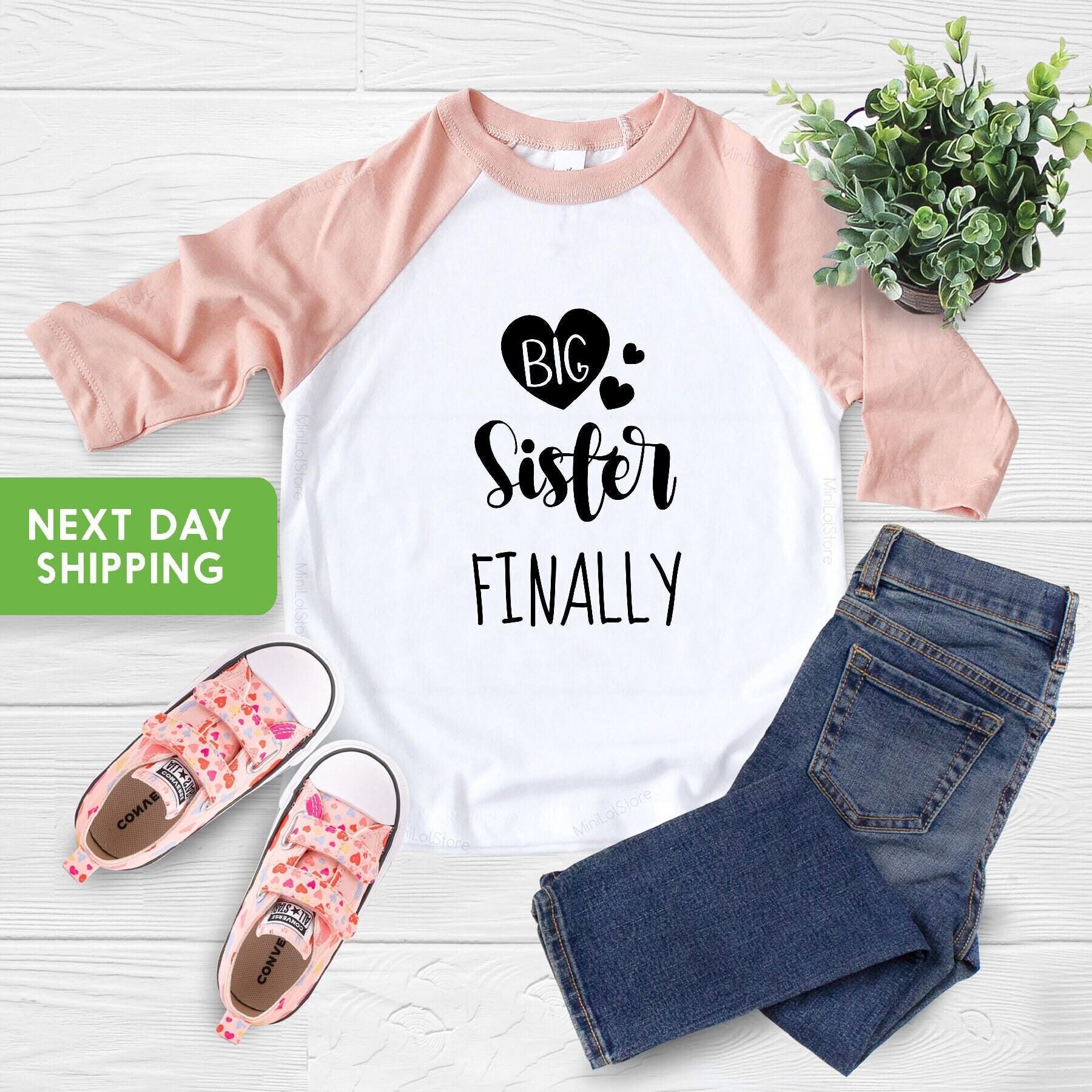 Main pregnancy announcement product mockup for Promoted to Big Sister Pregnancy Announcement Sibling Reveal Shirt – Style 2